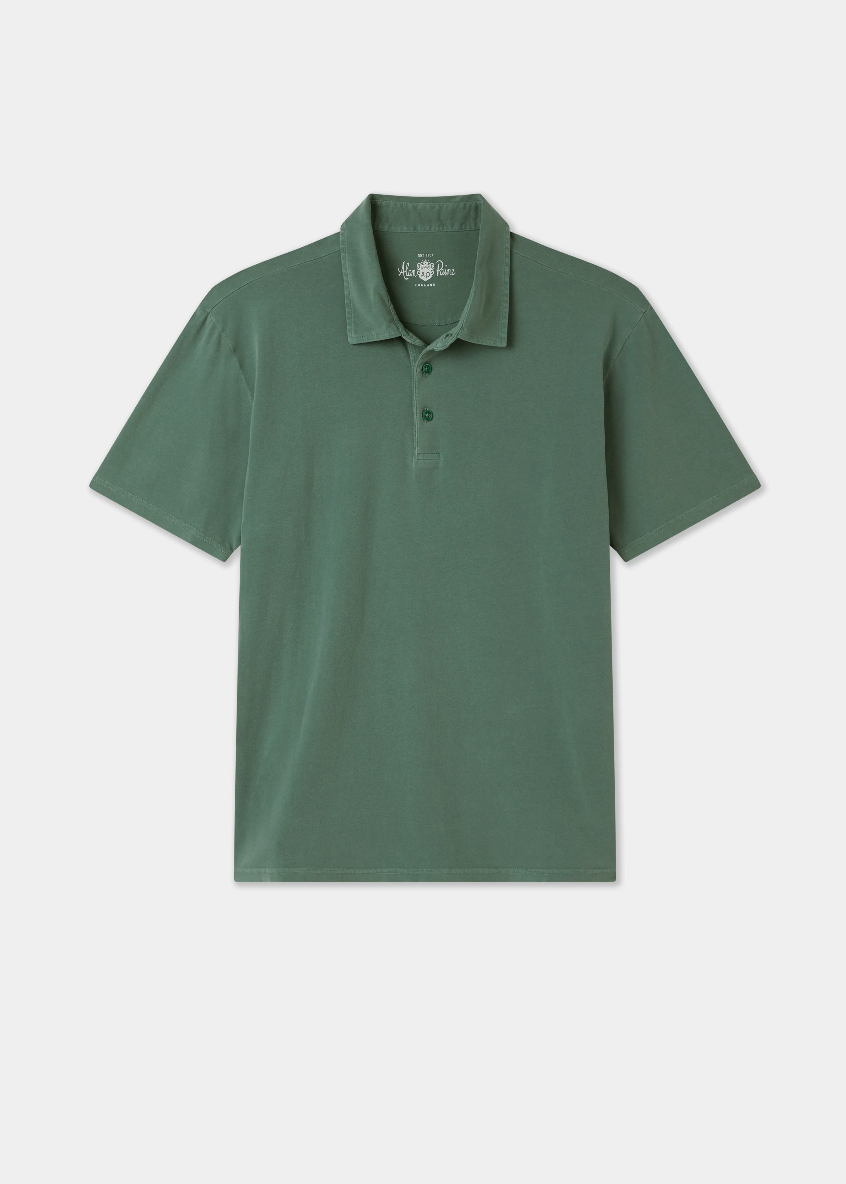 Tutbury Faded Dye Polo Shirt In Pine