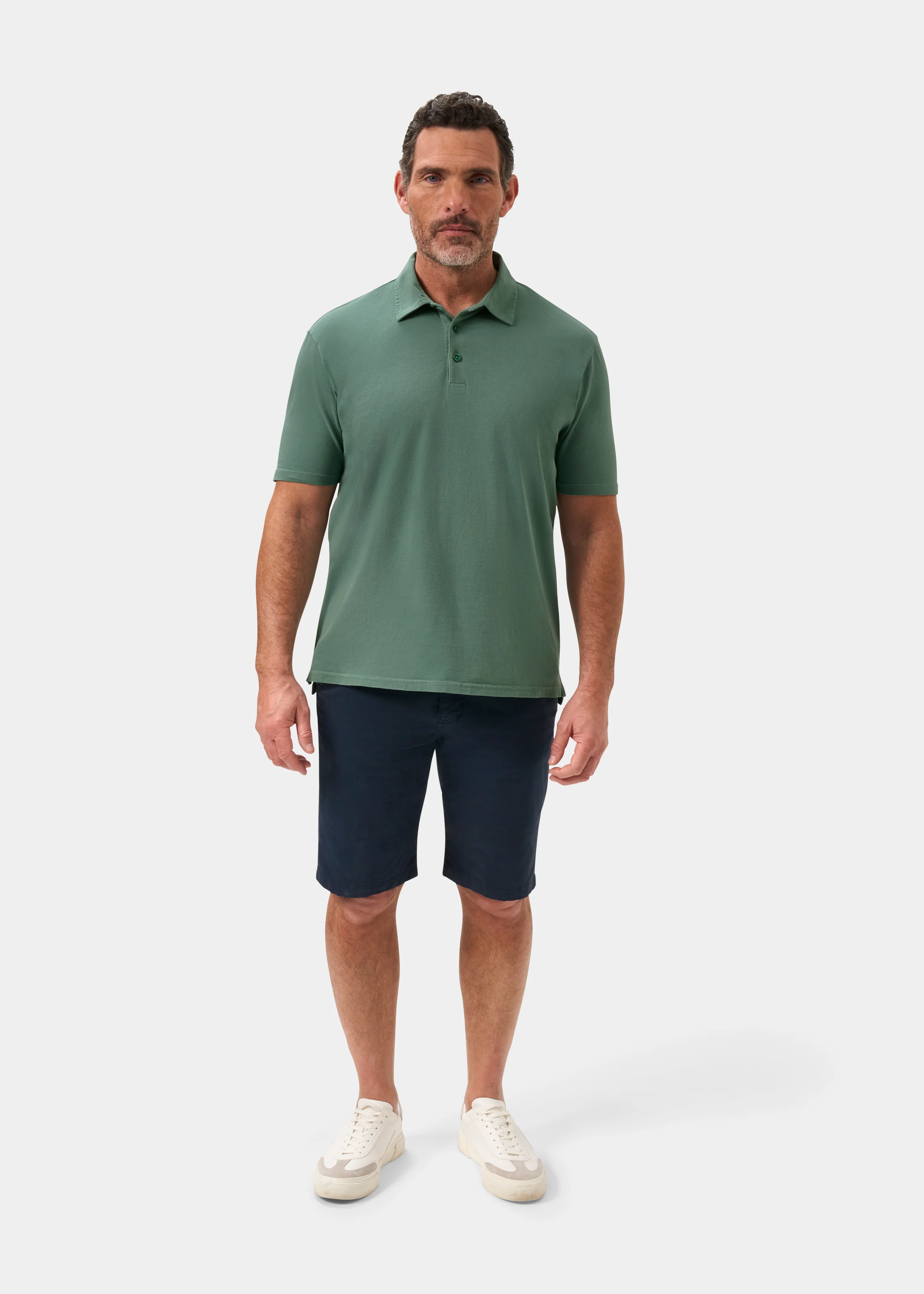 Tutbury Faded Dye Polo Shirt In Pine - Image 2
