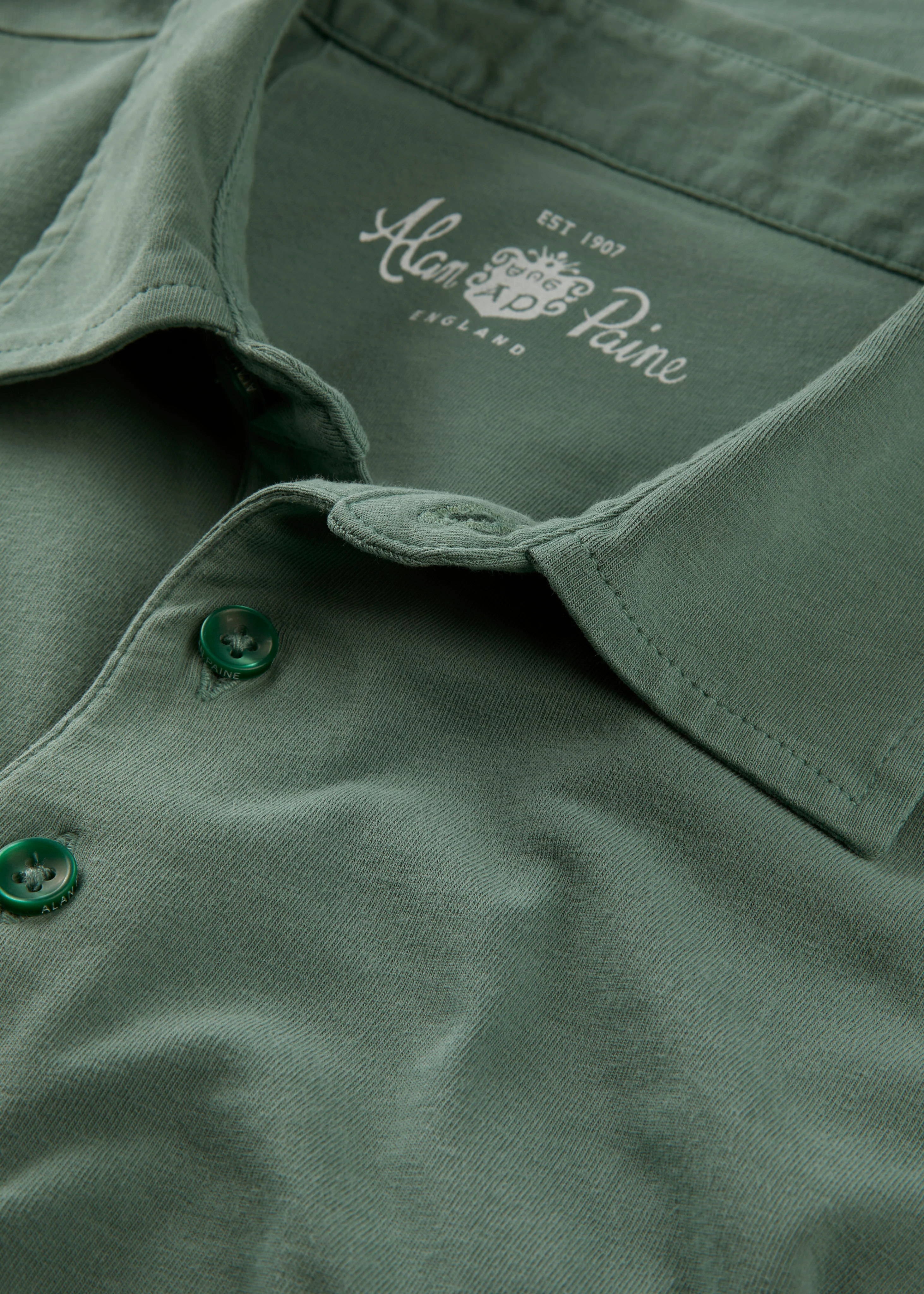 Tutbury Faded Dye Polo Shirt In Pine - Image 4