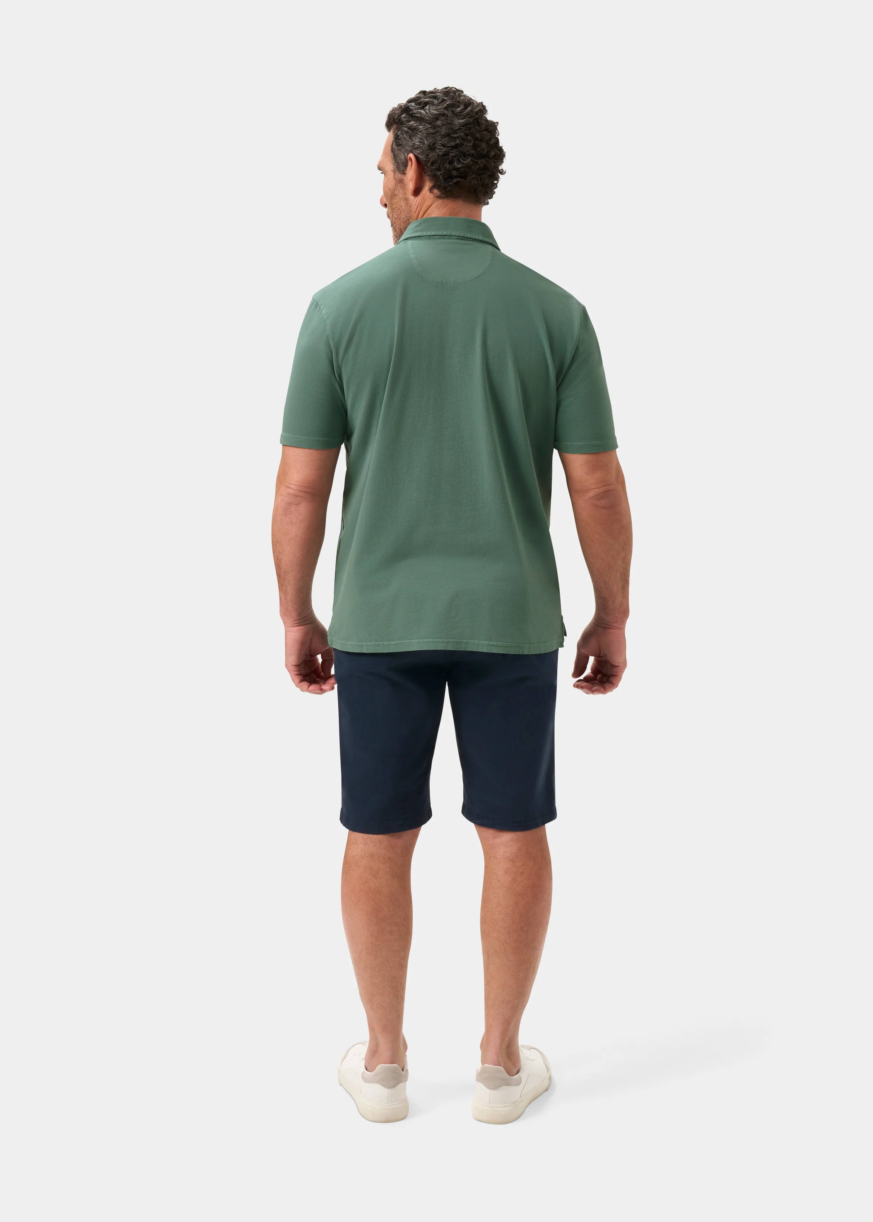 Tutbury Faded Dye Polo Shirt In Pine - Image 7