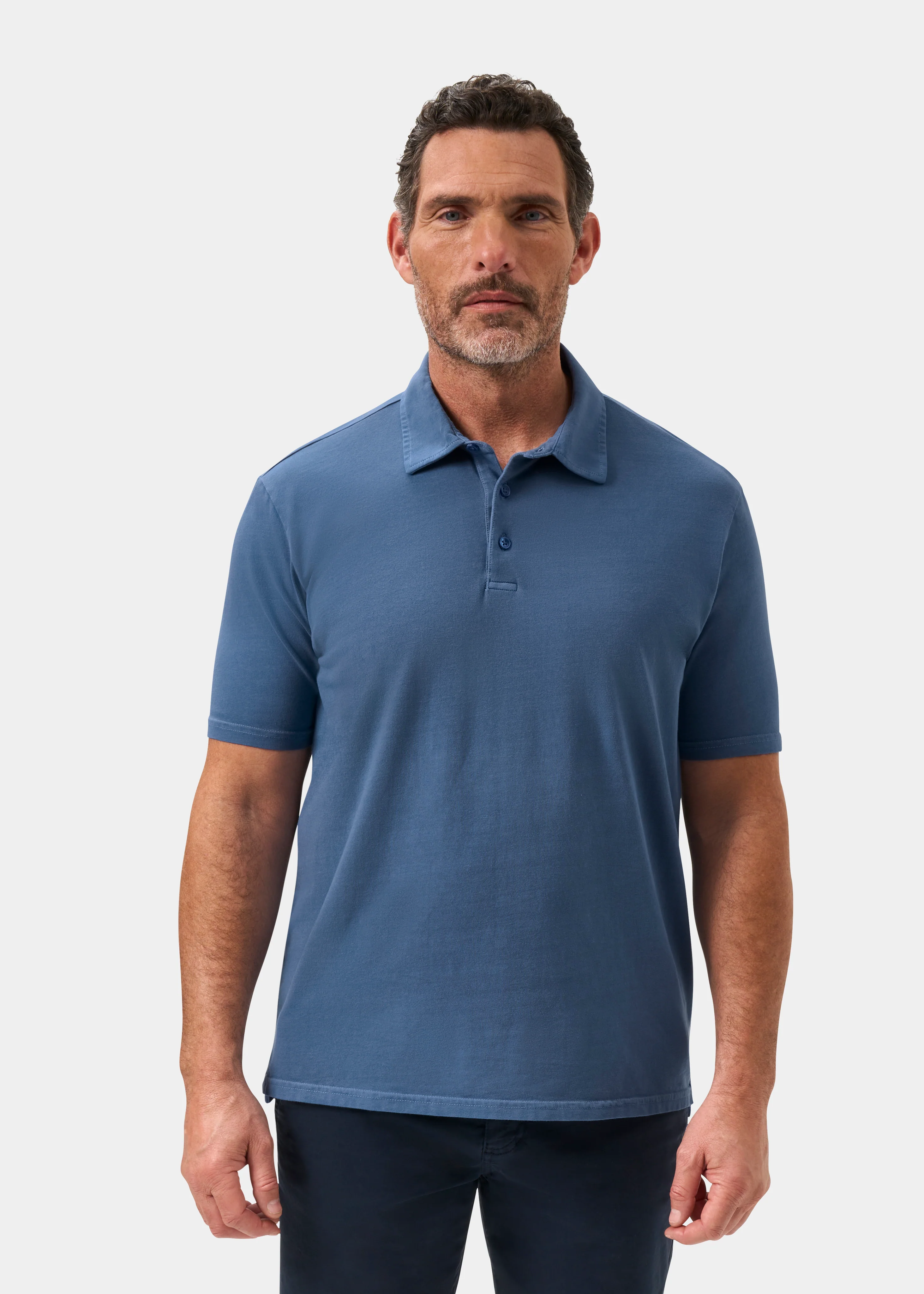 Tutbury Faded Dye Polo Shirt In Regatta - Image 5