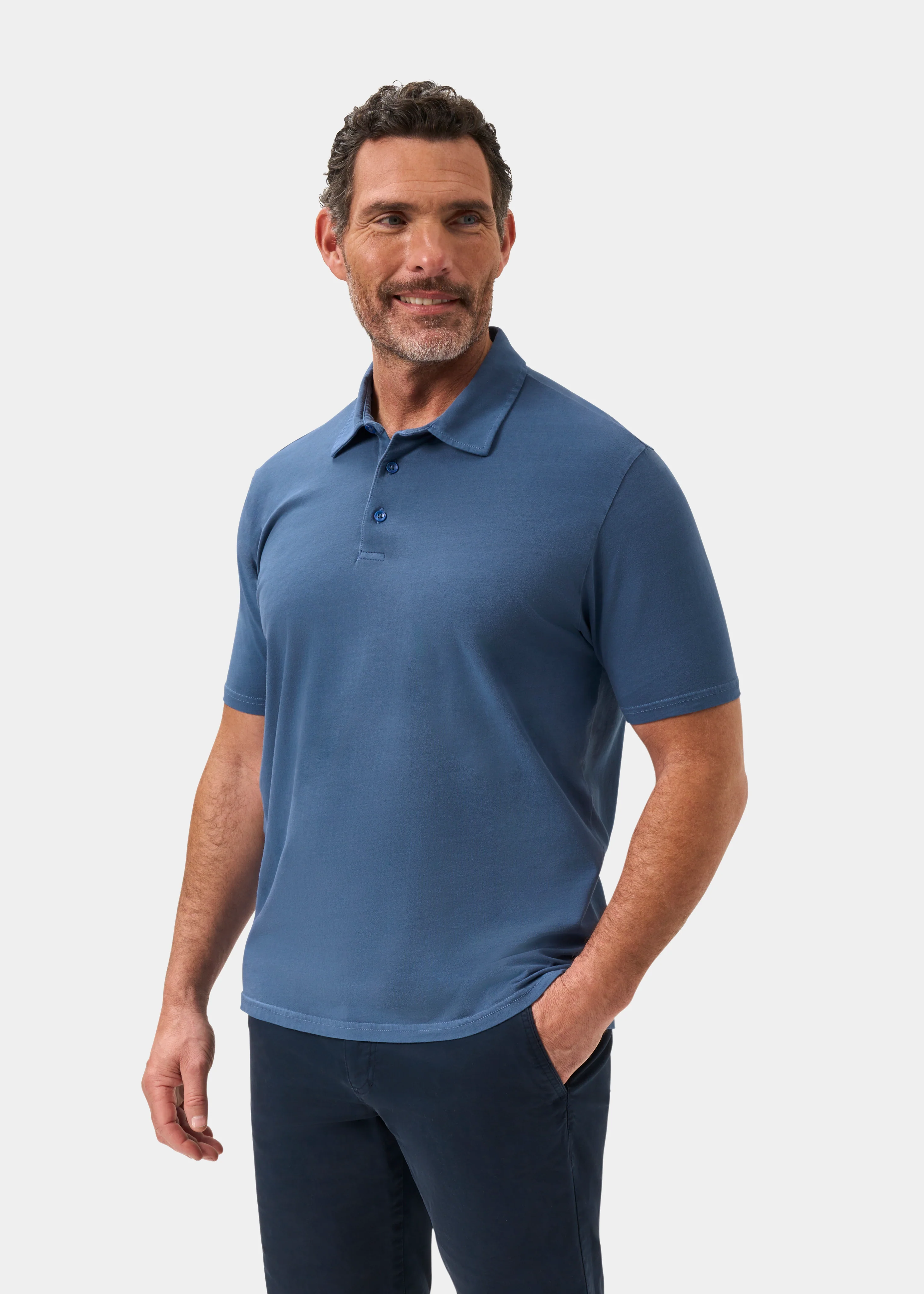 Tutbury Faded Dye Polo Shirt In Regatta - Image 6