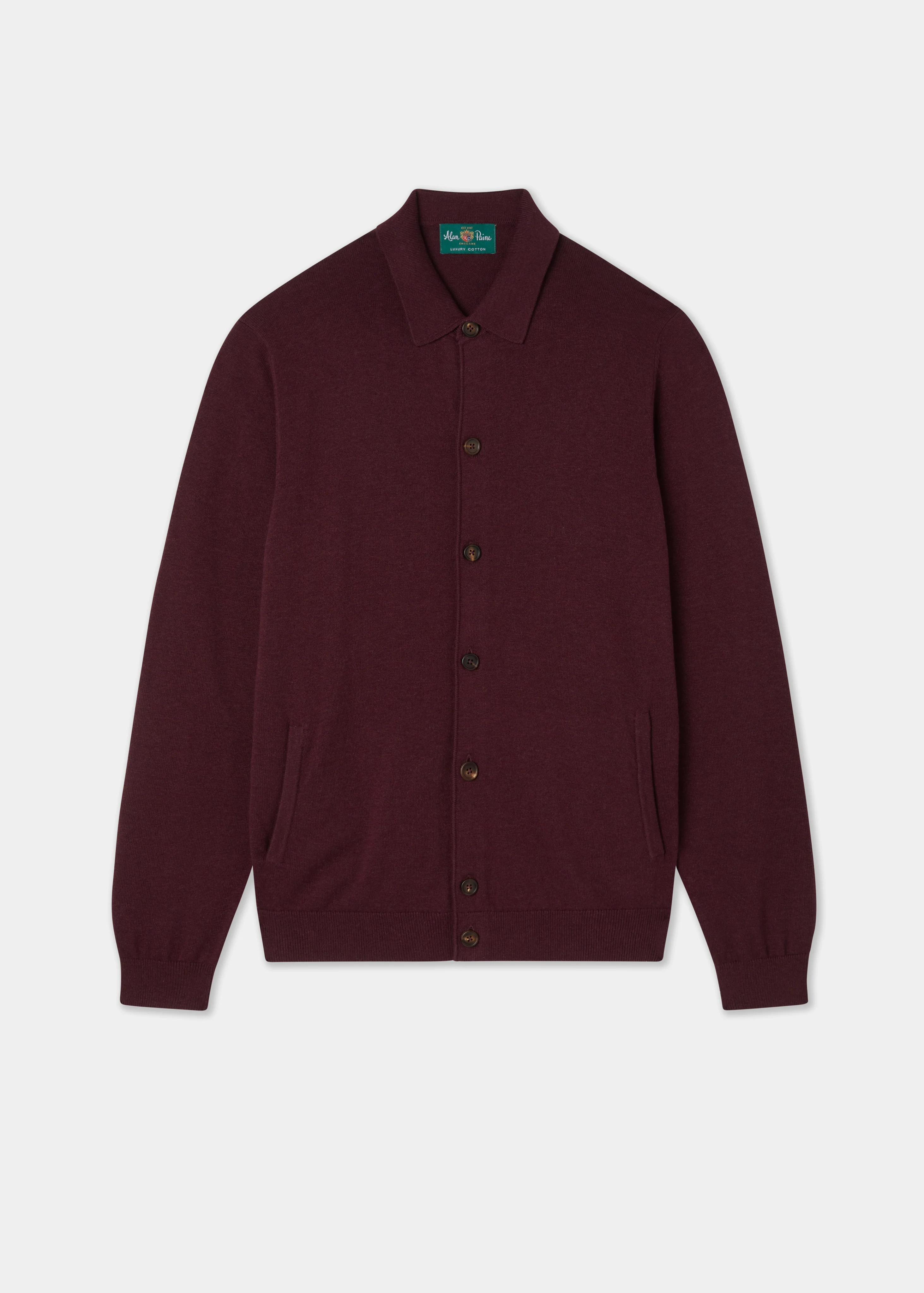 Tyneham Men's Cotton Cashmere Button Through Shirt In Blackcurrant