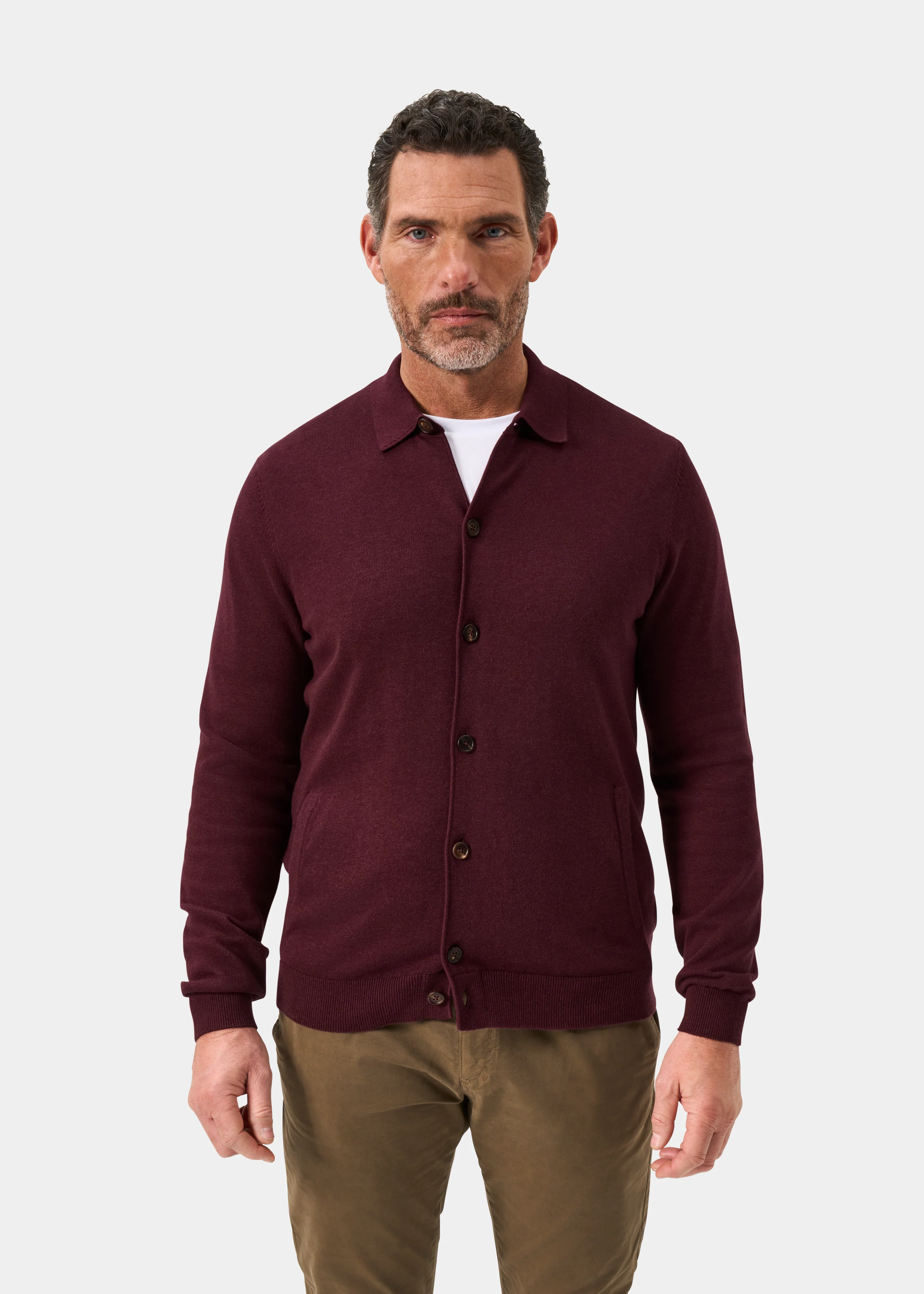 Tyneham Men's Cotton Cashmere Button Through Shirt In Blackcurrant - Image 2