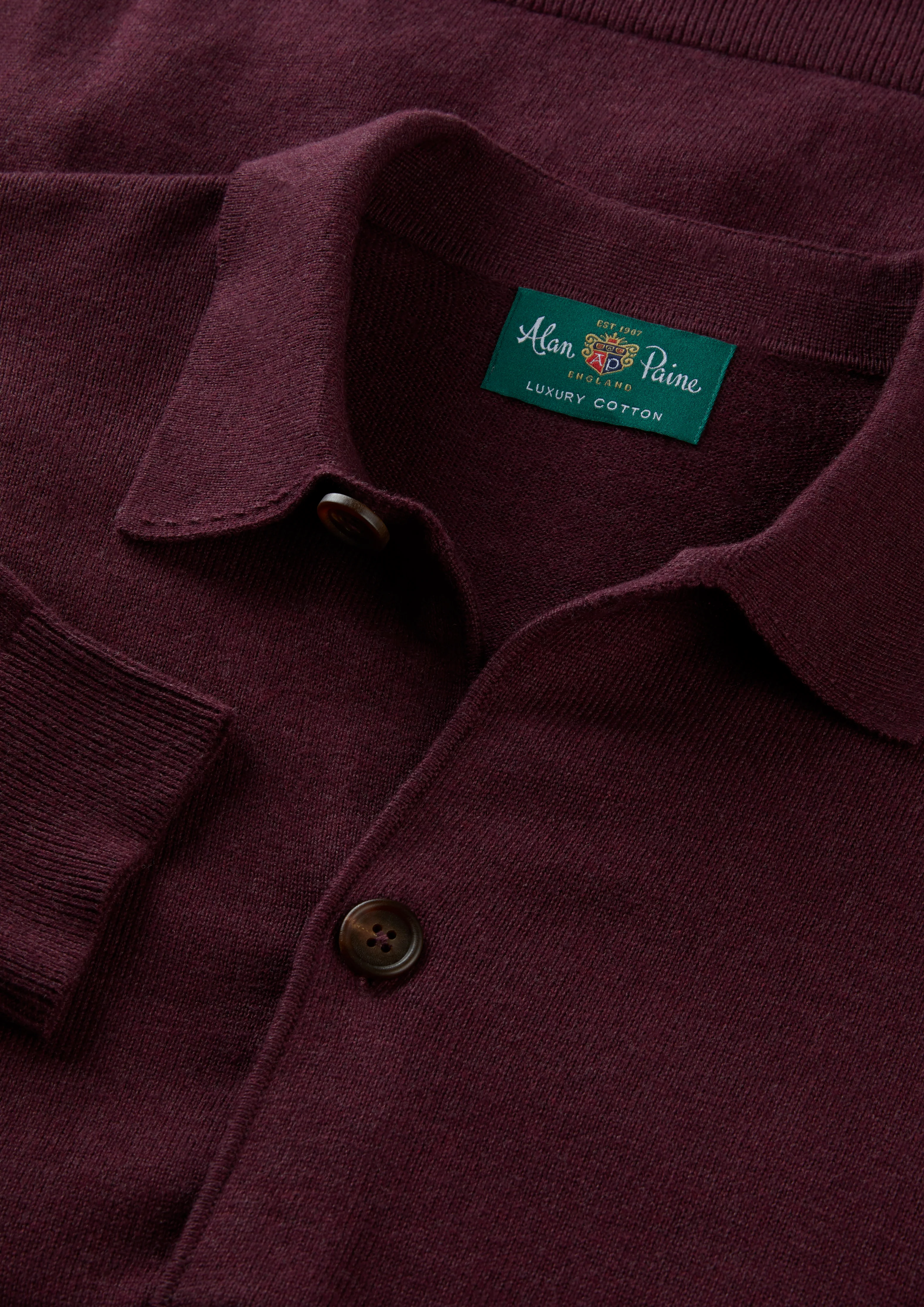 Tyneham Men's Cotton Cashmere Button Through Shirt In Blackcurrant - Image 4