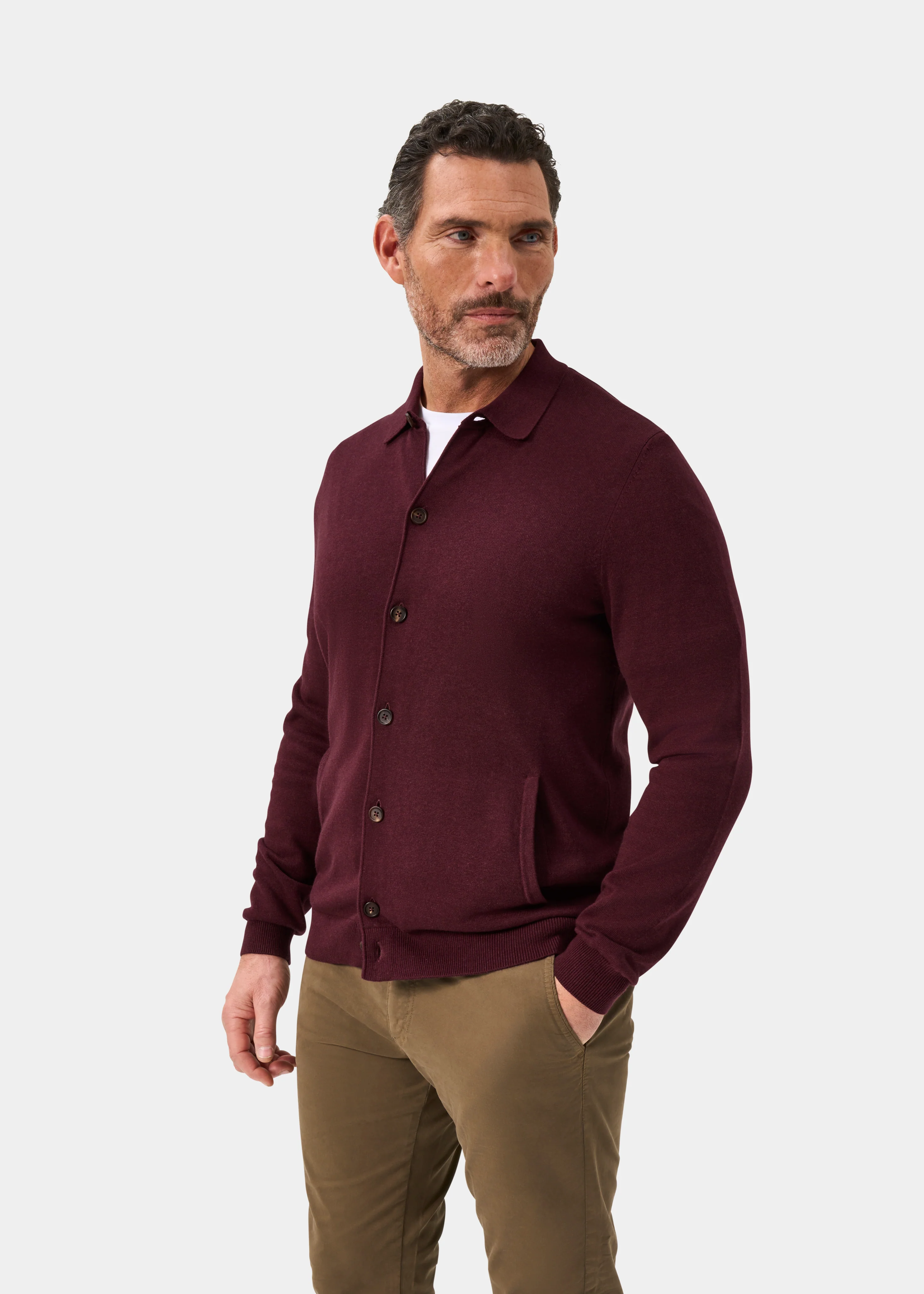 Tyneham Men's Cotton Cashmere Button Through Shirt In Blackcurrant - Image 5