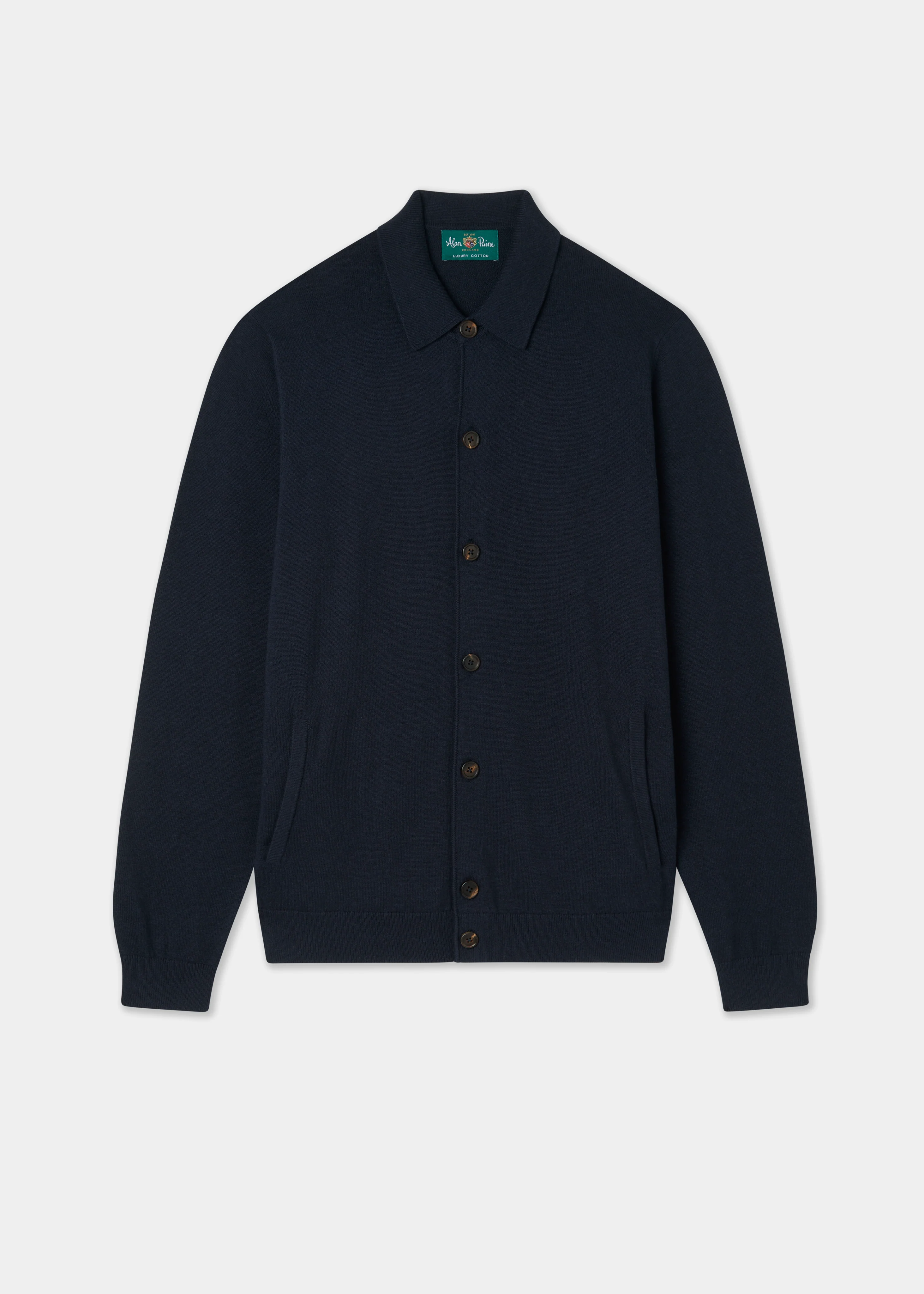 Tyneham Men's Cotton Cashmere Button Through Shirt In Dark Navy