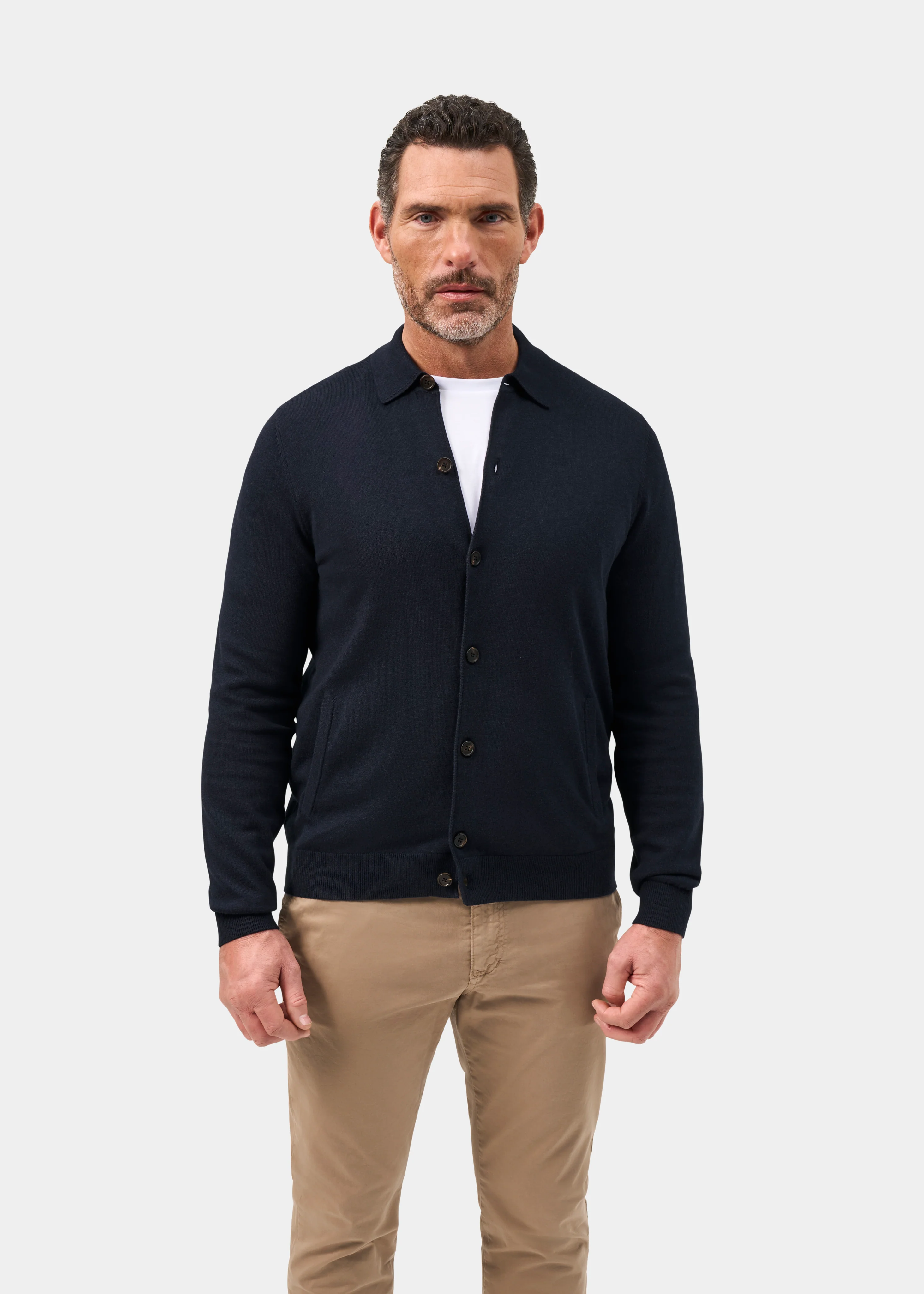 Tyneham Men's Cotton Cashmere Button Through Shirt In Dark Navy - Image 2