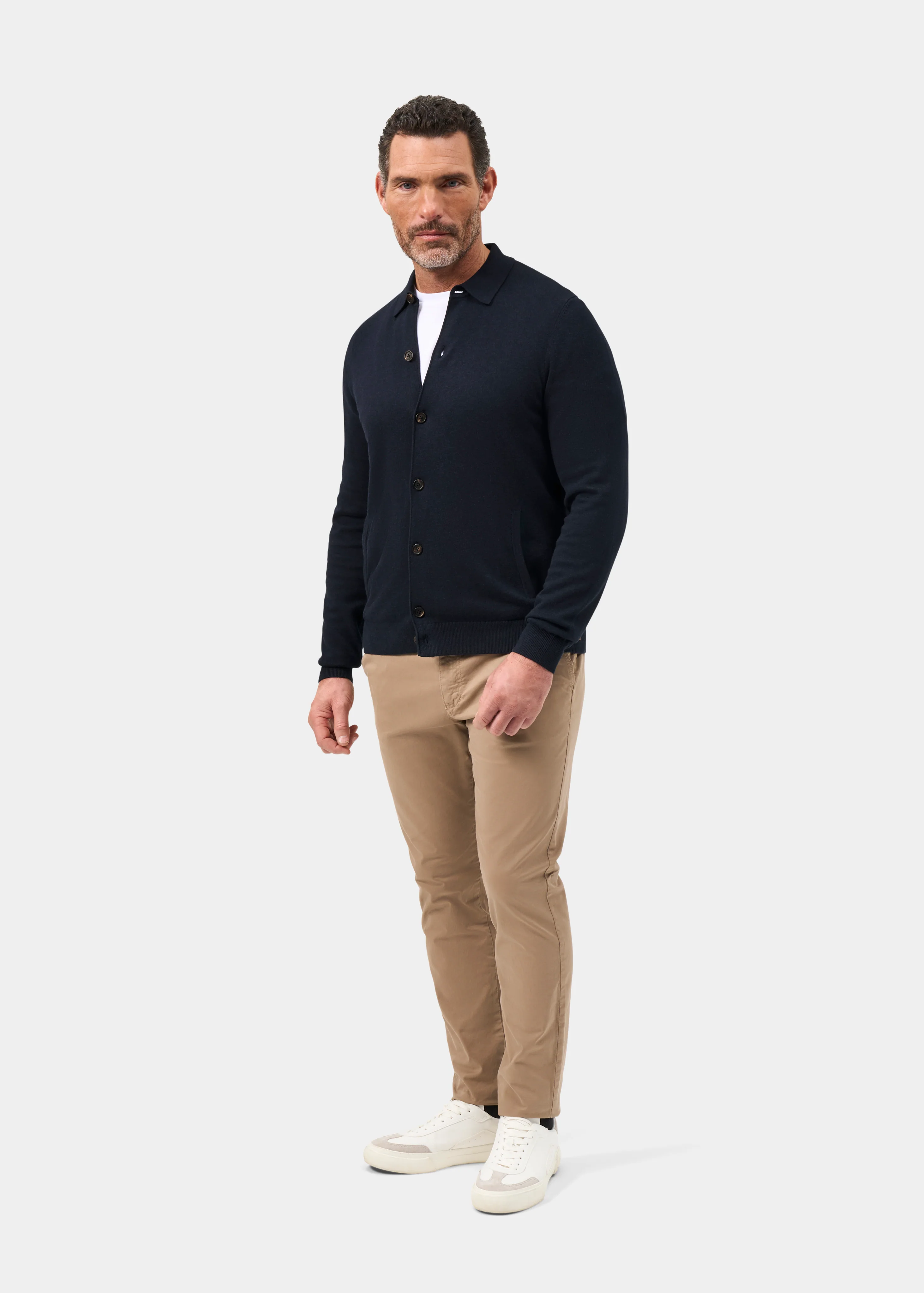 Tyneham Men's Cotton Cashmere Button Through Shirt In Dark Navy - Image 3