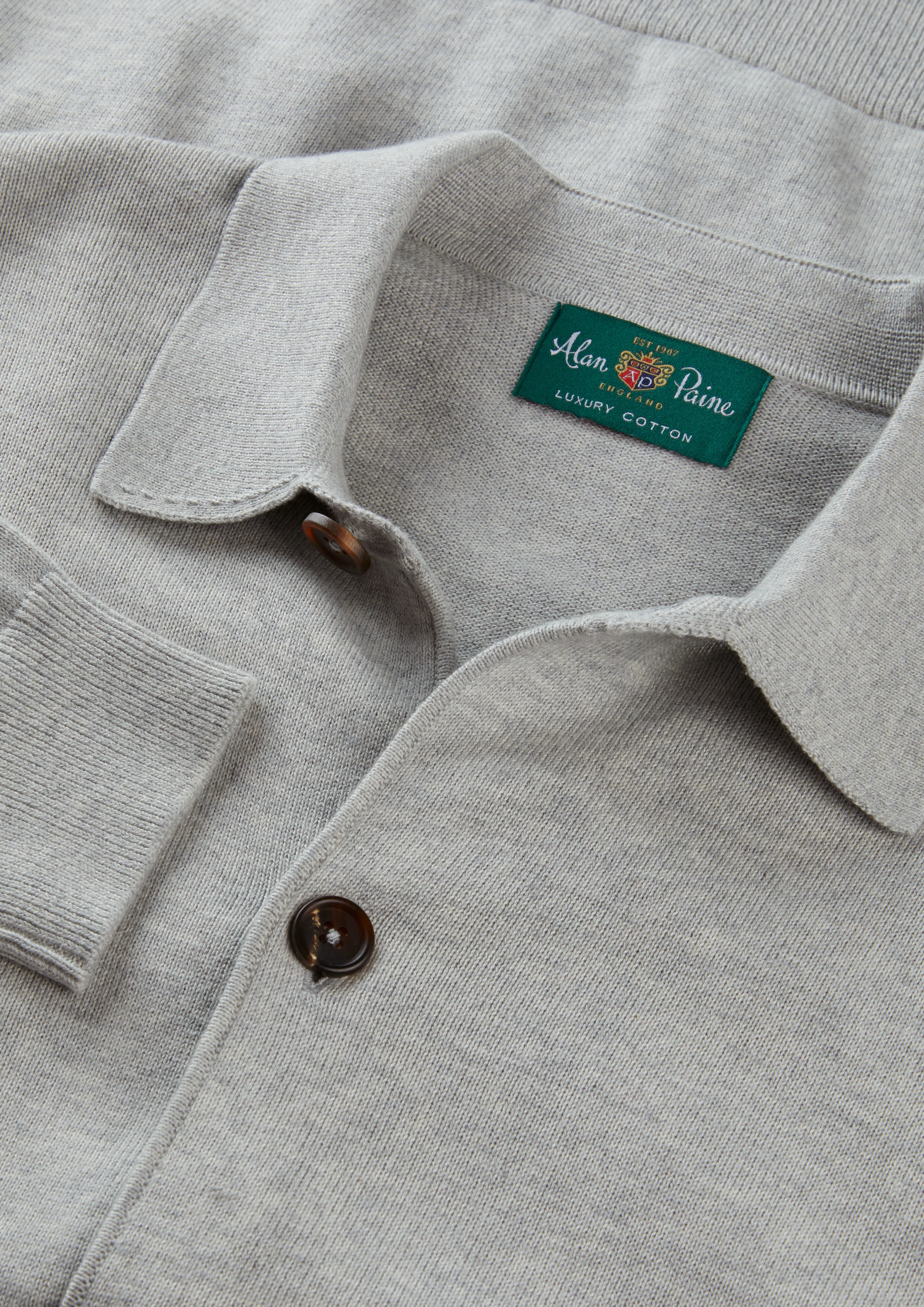 Tyneham Men's Cotton Cashmere Button Through Shirt In Dove - Image 3