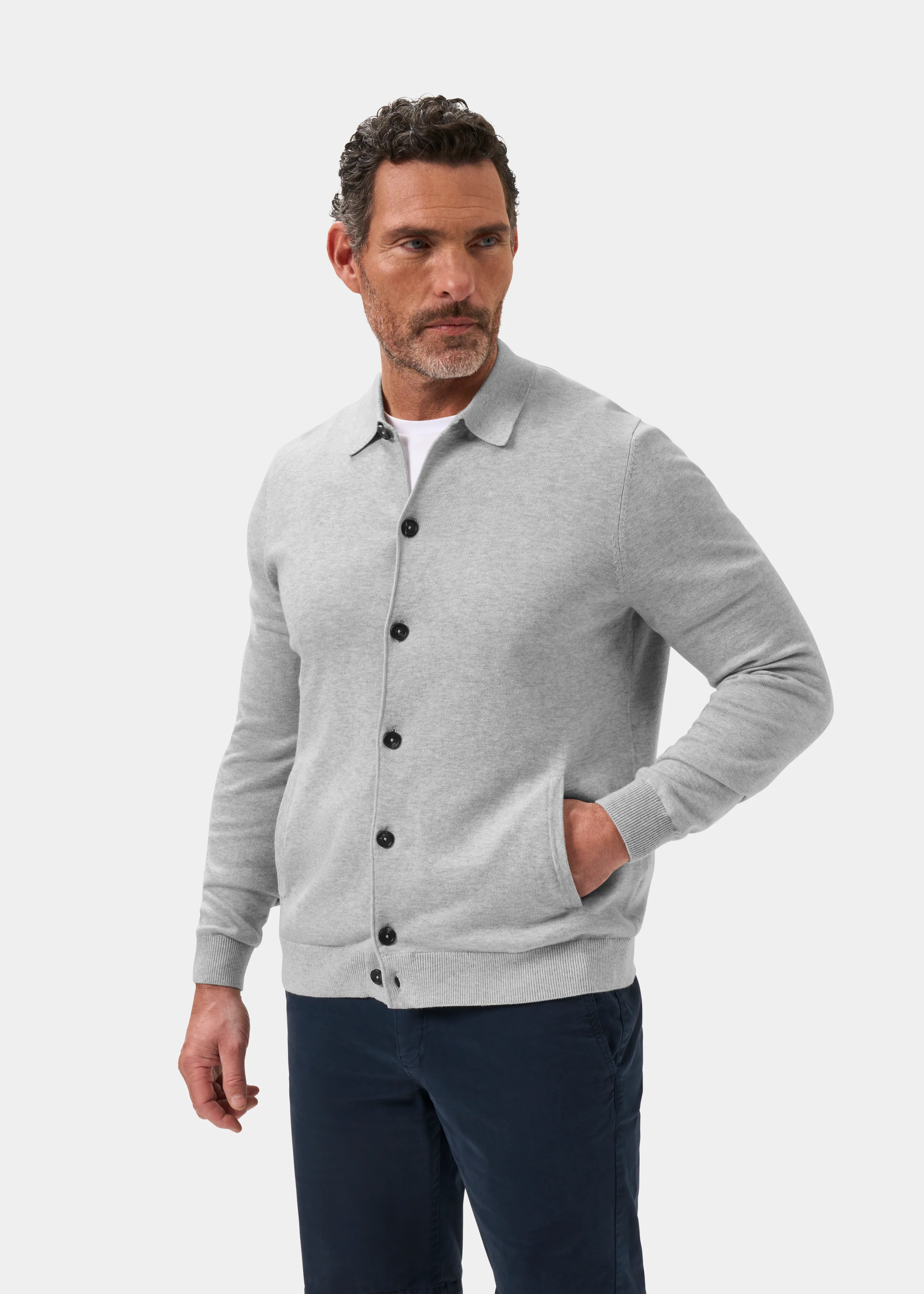 Tyneham Men's Cotton Cashmere Button Through Shirt In Dove - Image 6