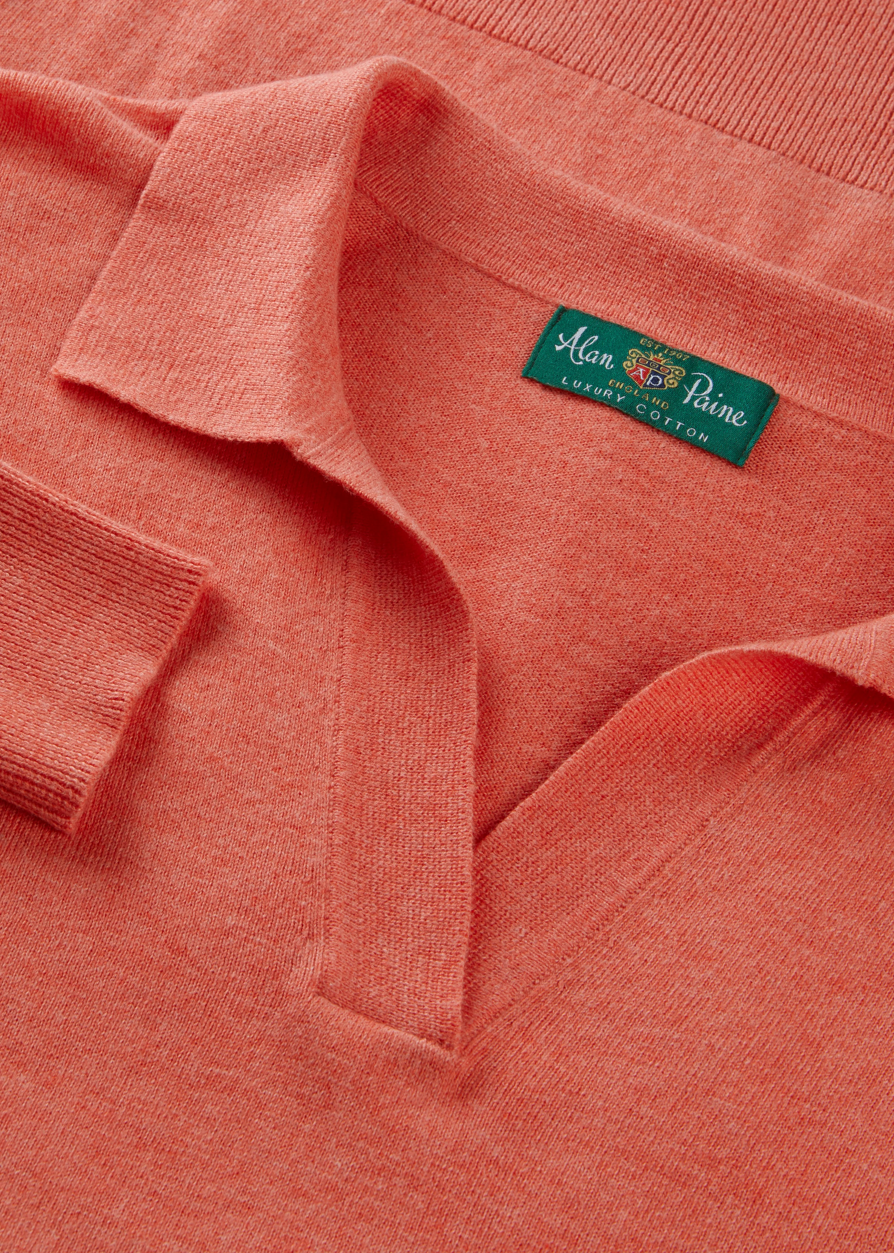 Uma Cotton Cashmere Open Placket Jumper In Coral - Image 3