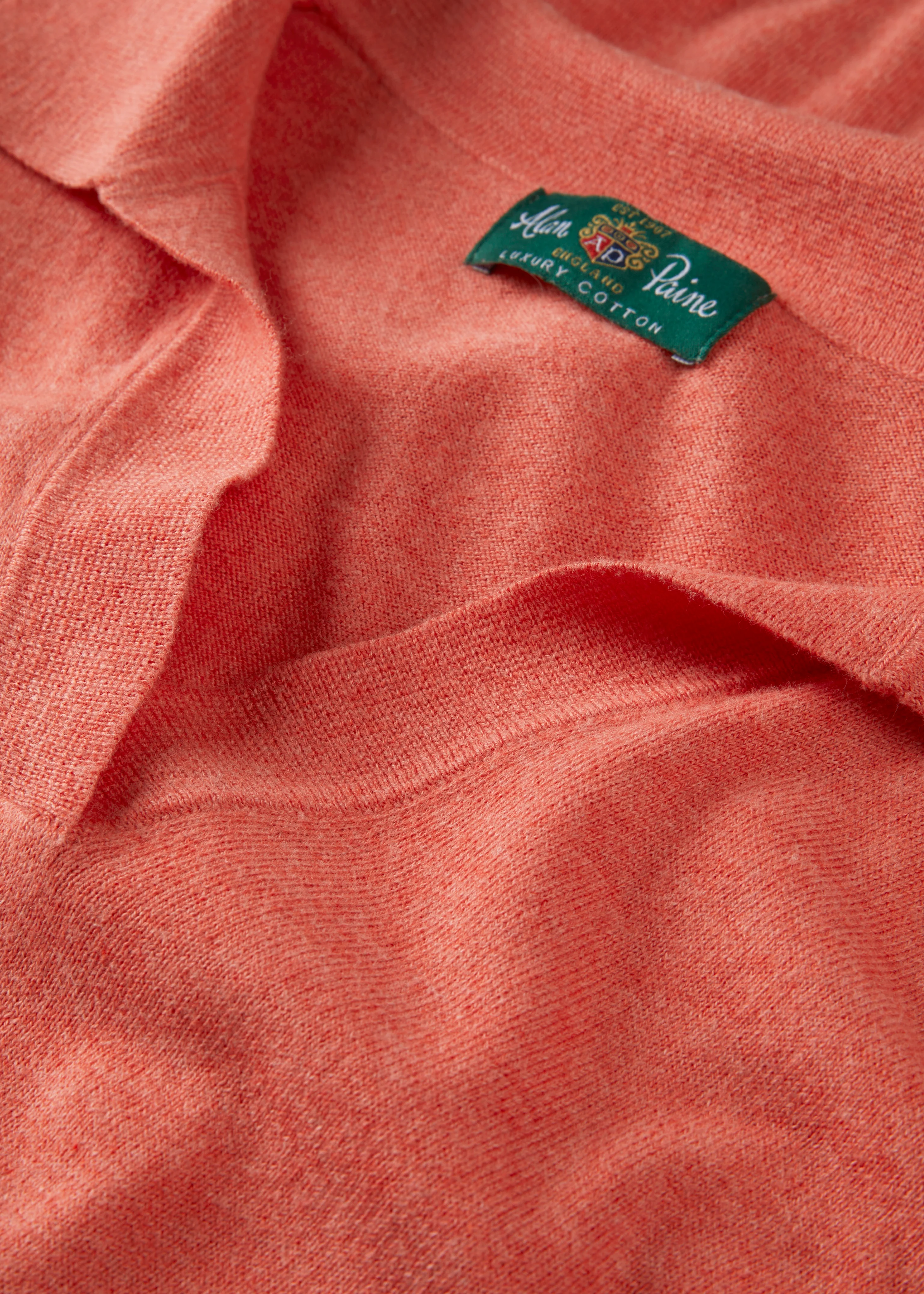 Uma Cotton Cashmere Open Placket Jumper In Coral - Image 4