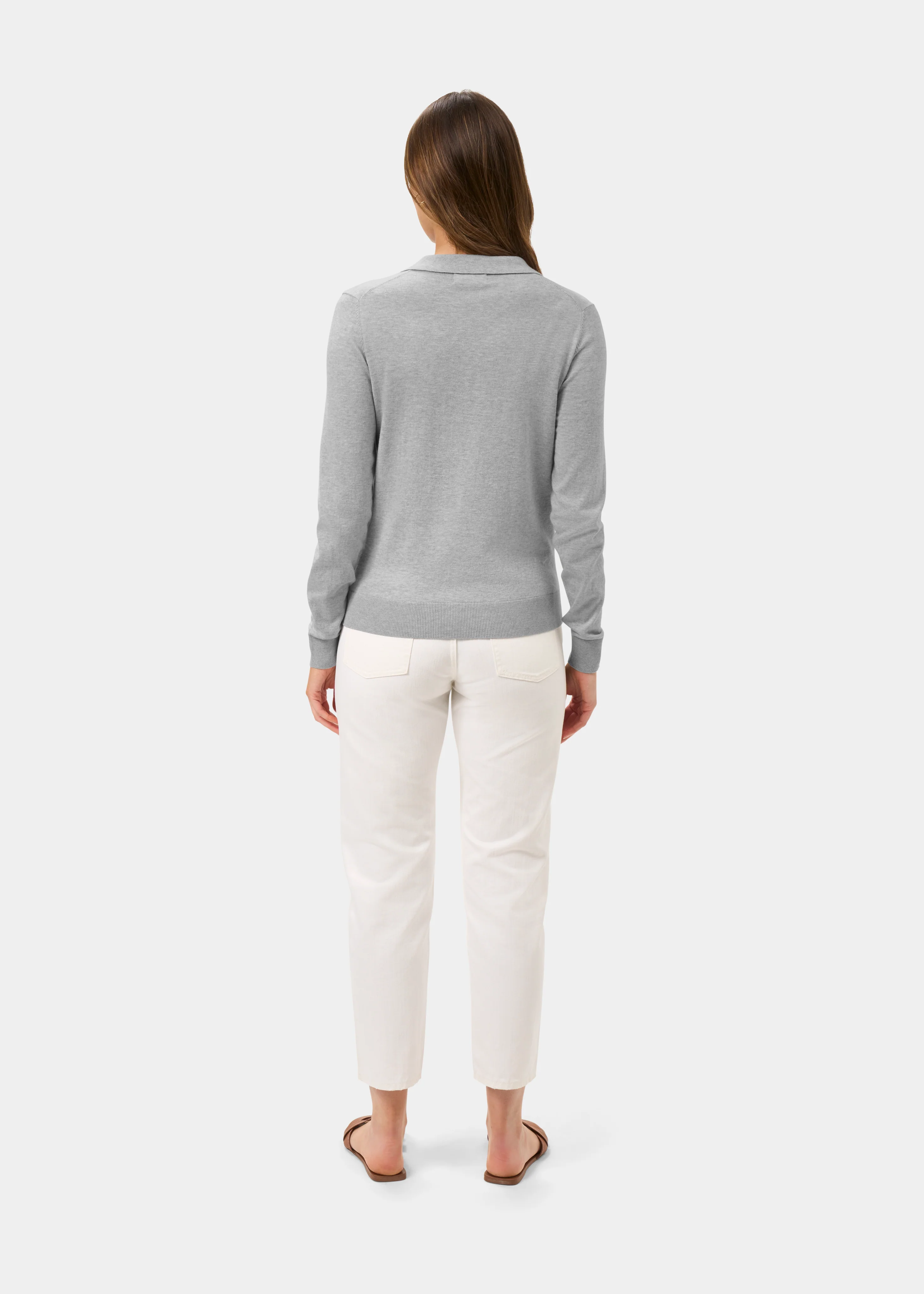 Uma Cotton Cashmere Open Placket Jumper In Dove - Image 7