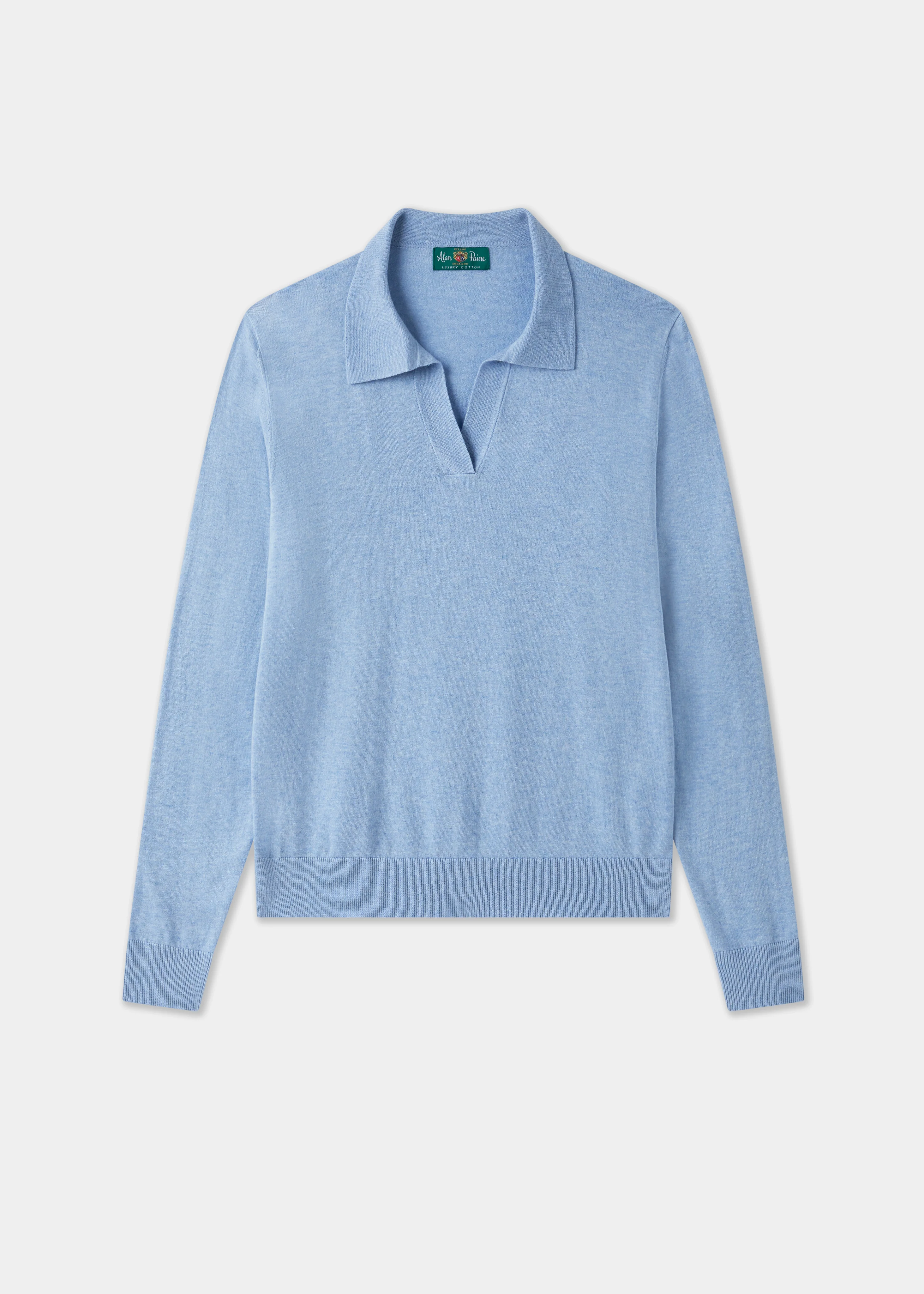 Uma Cotton Cashmere Open Placket Jumper In Steel Blue