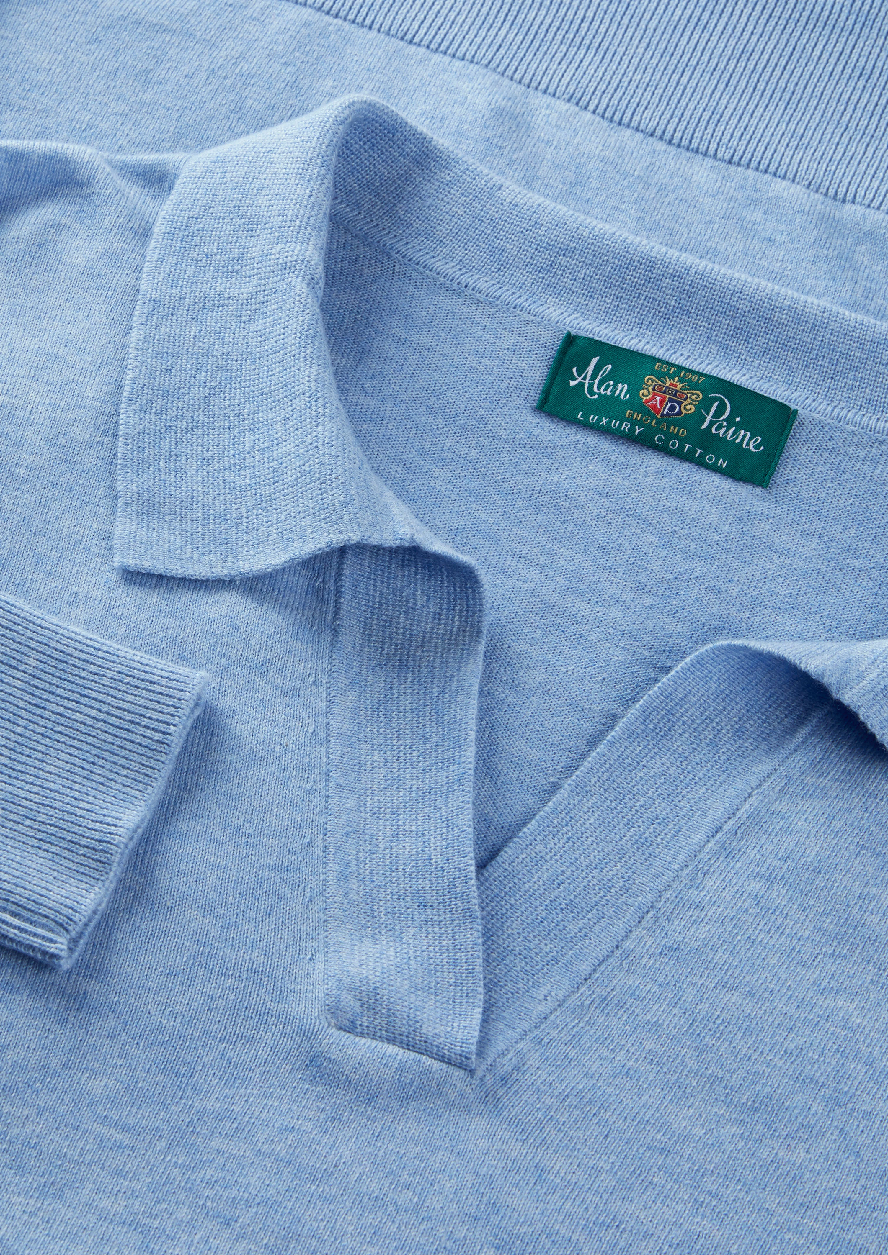 Uma Cotton Cashmere Open Placket Jumper In Steel Blue - Image 2