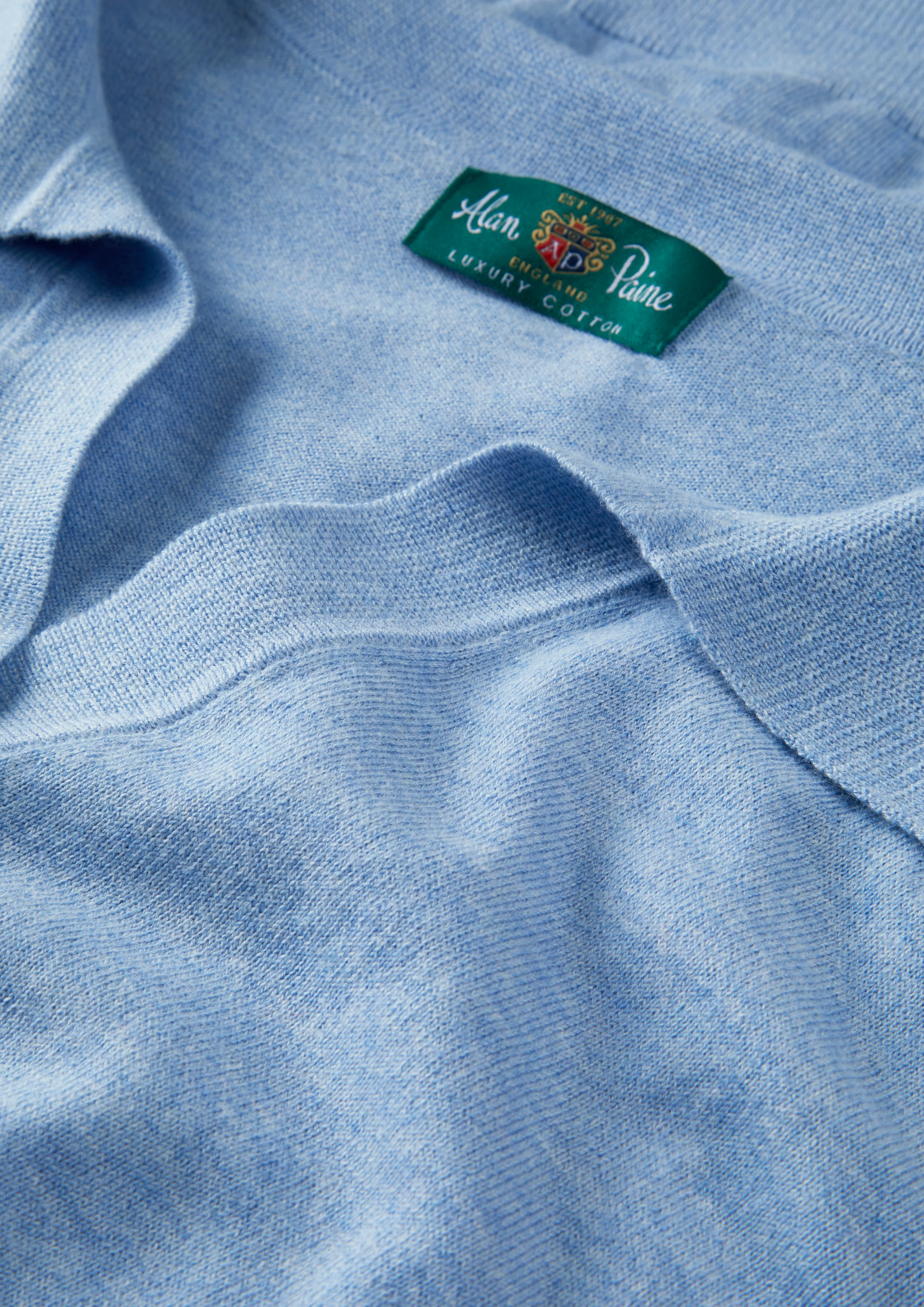 Uma Cotton Cashmere Open Placket Jumper In Steel Blue - Image 3