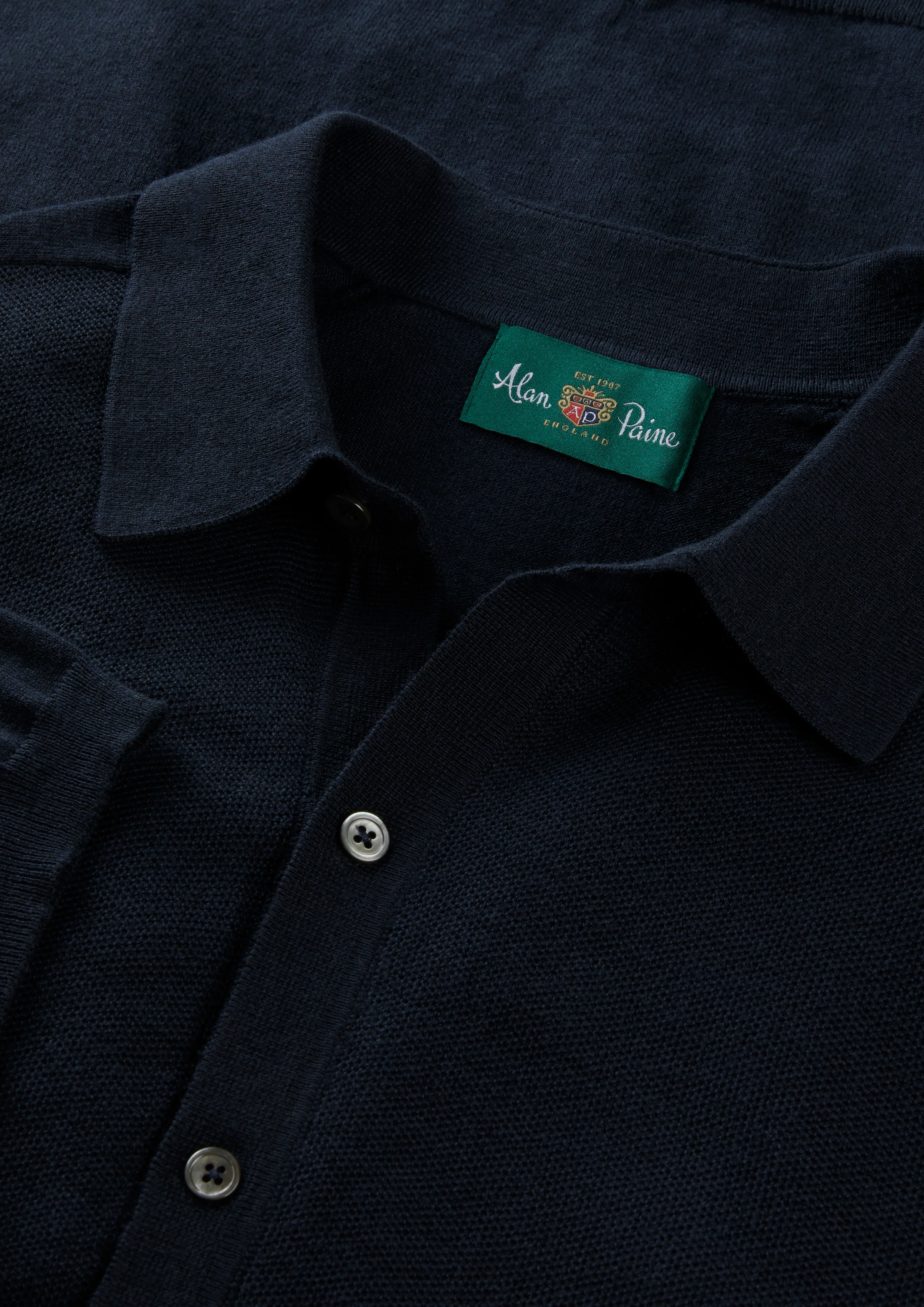 Wellswood Men's Cotton Merino Shirt In Dark Navy - Image 3