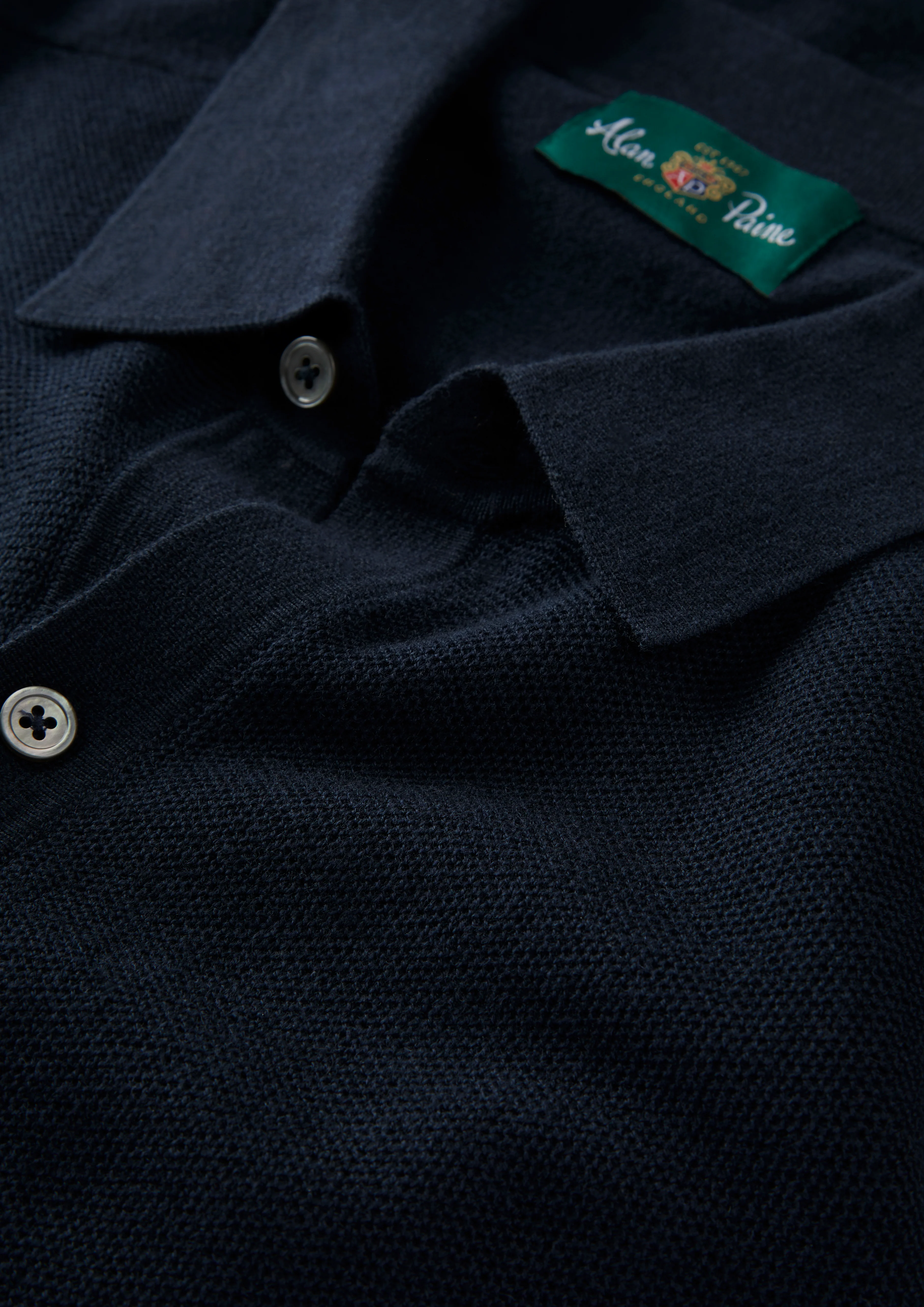 Wellswood Men's Cotton Merino Shirt In Dark Navy - Image 4
