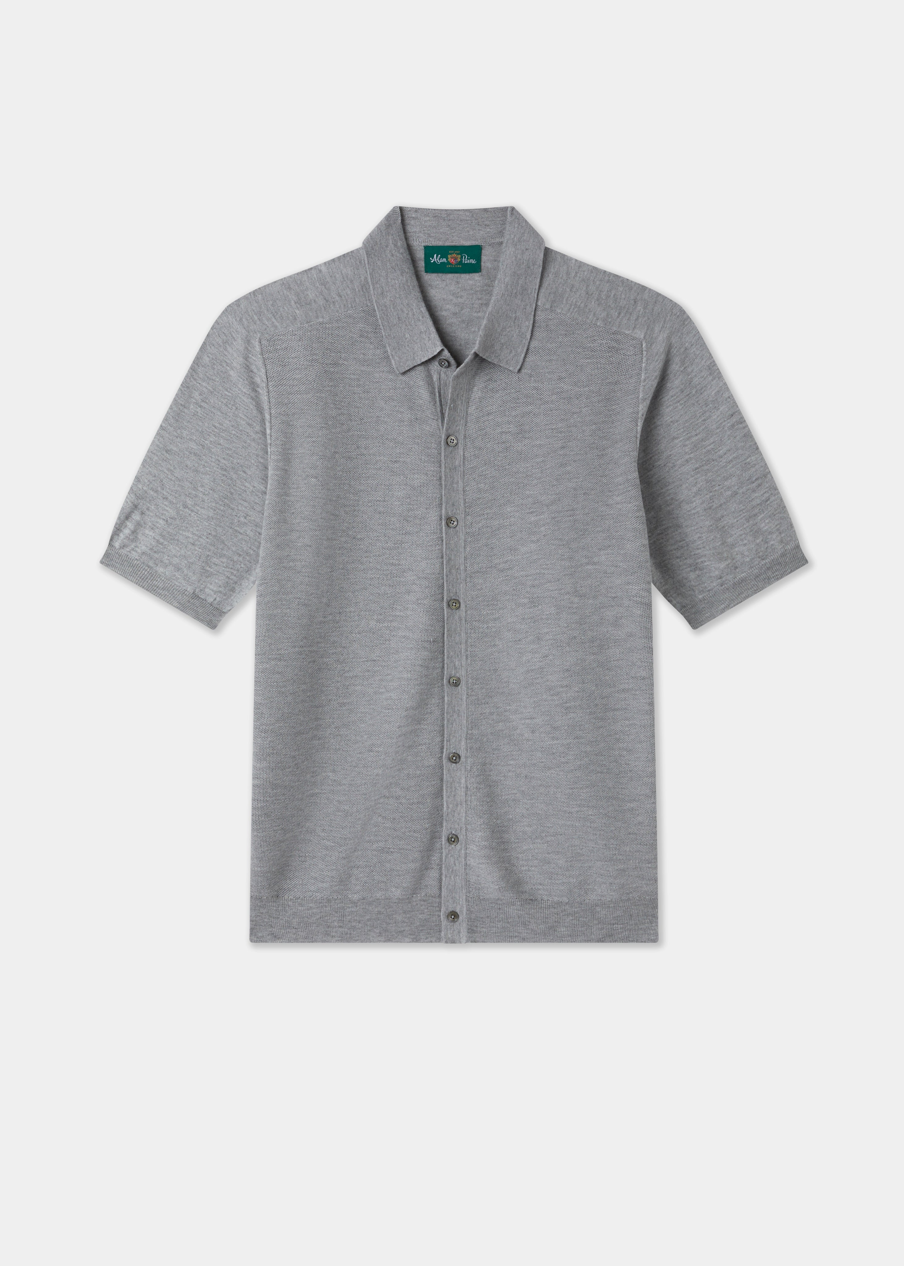 Wellswood Men's Cotton Merino Shirt In Light Grey Mix