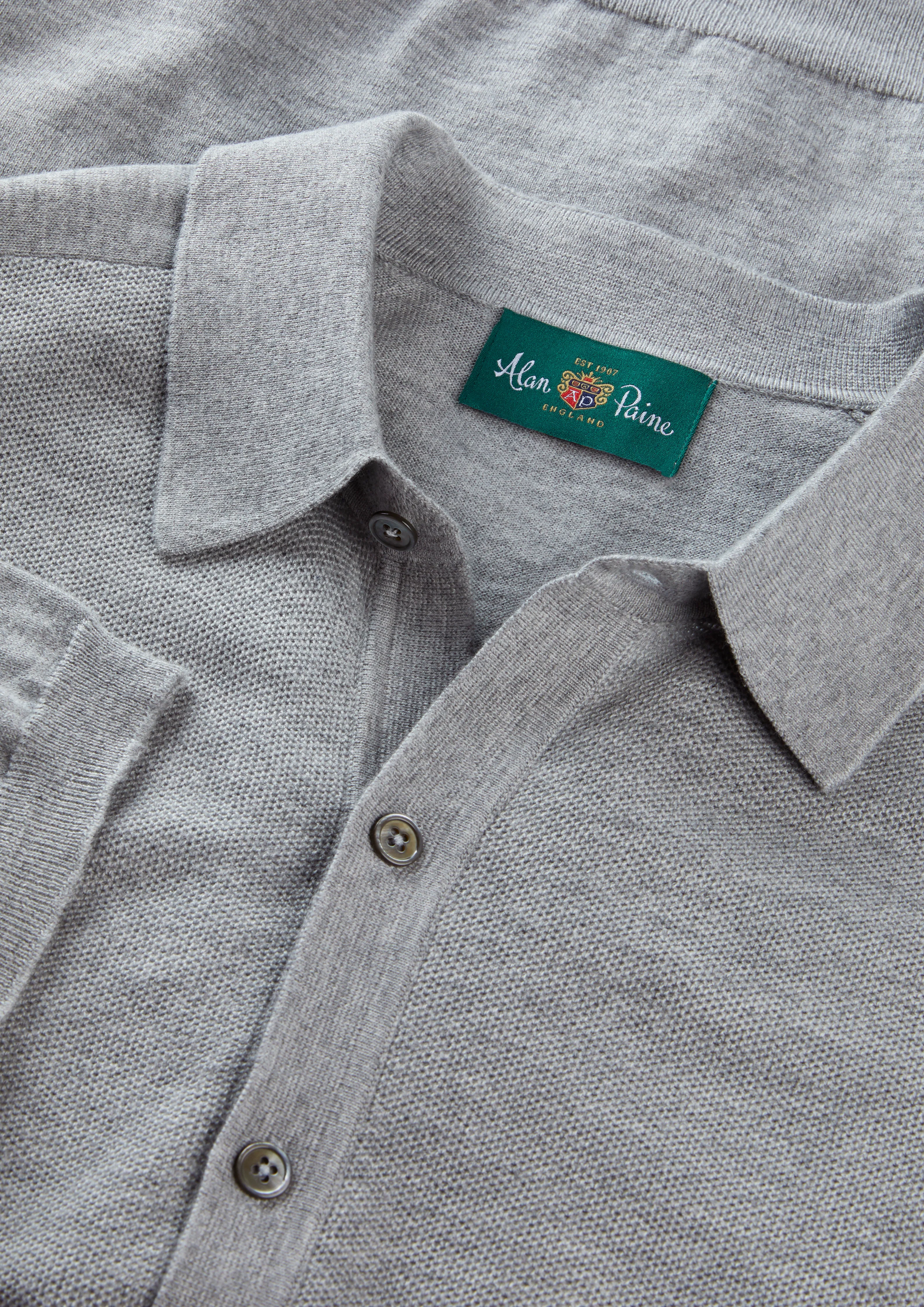 Wellswood Men's Cotton Merino Shirt In Light Grey Mix - Image 3