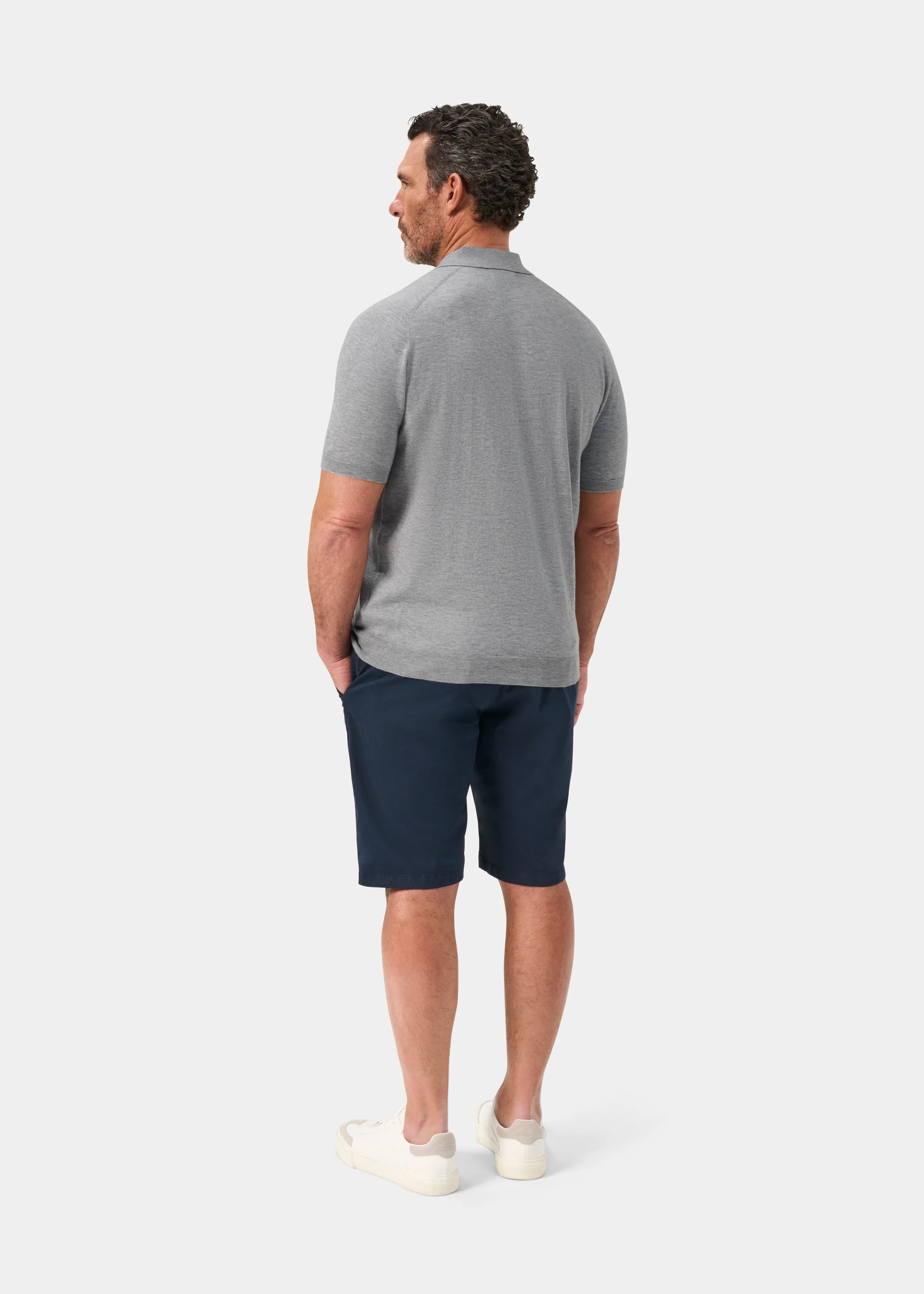 Wellswood Men's Cotton Merino Shirt In Light Grey Mix - Image 7