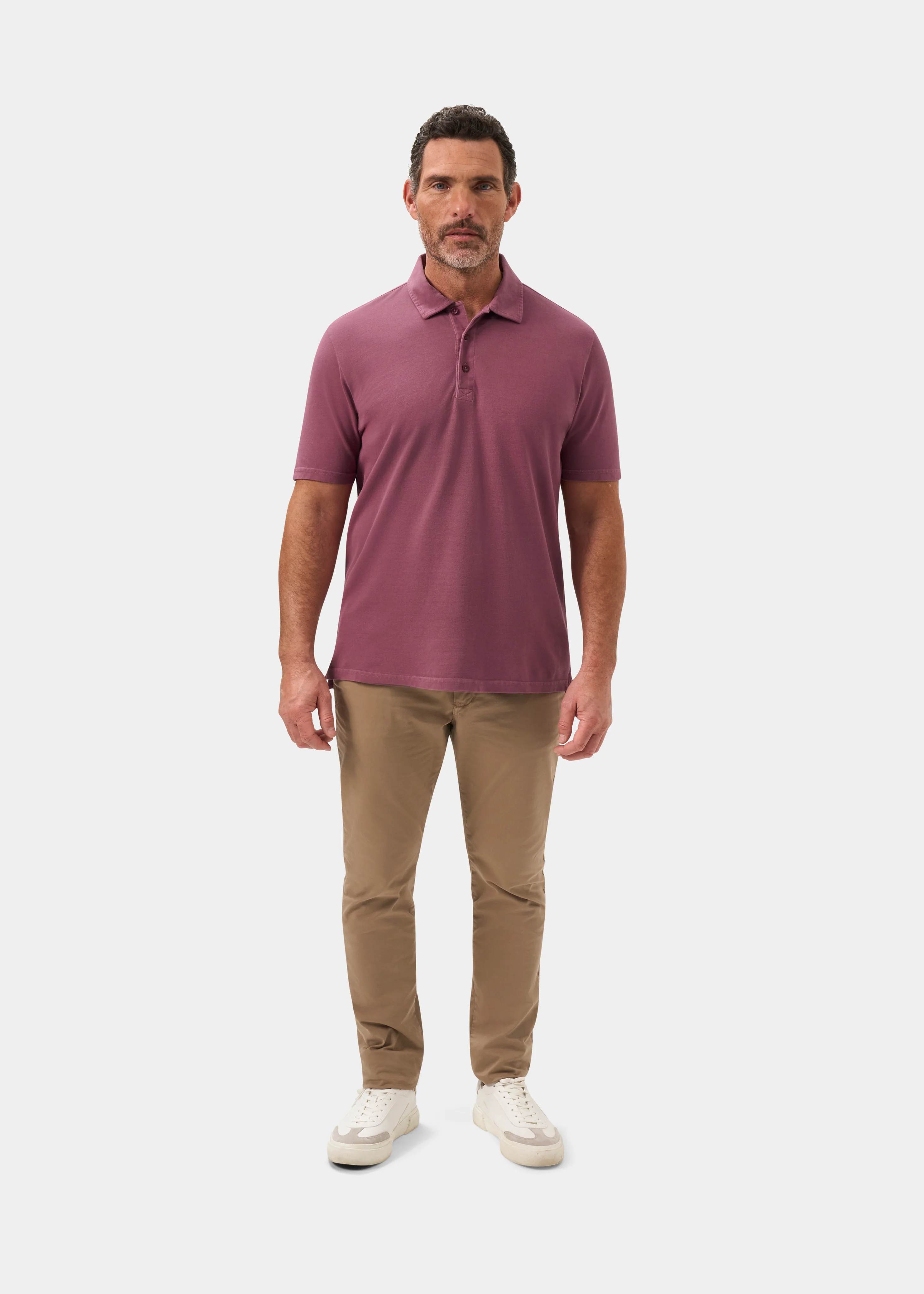 Weymouth Washed Effect Polo Shirt In Claret - Image 2