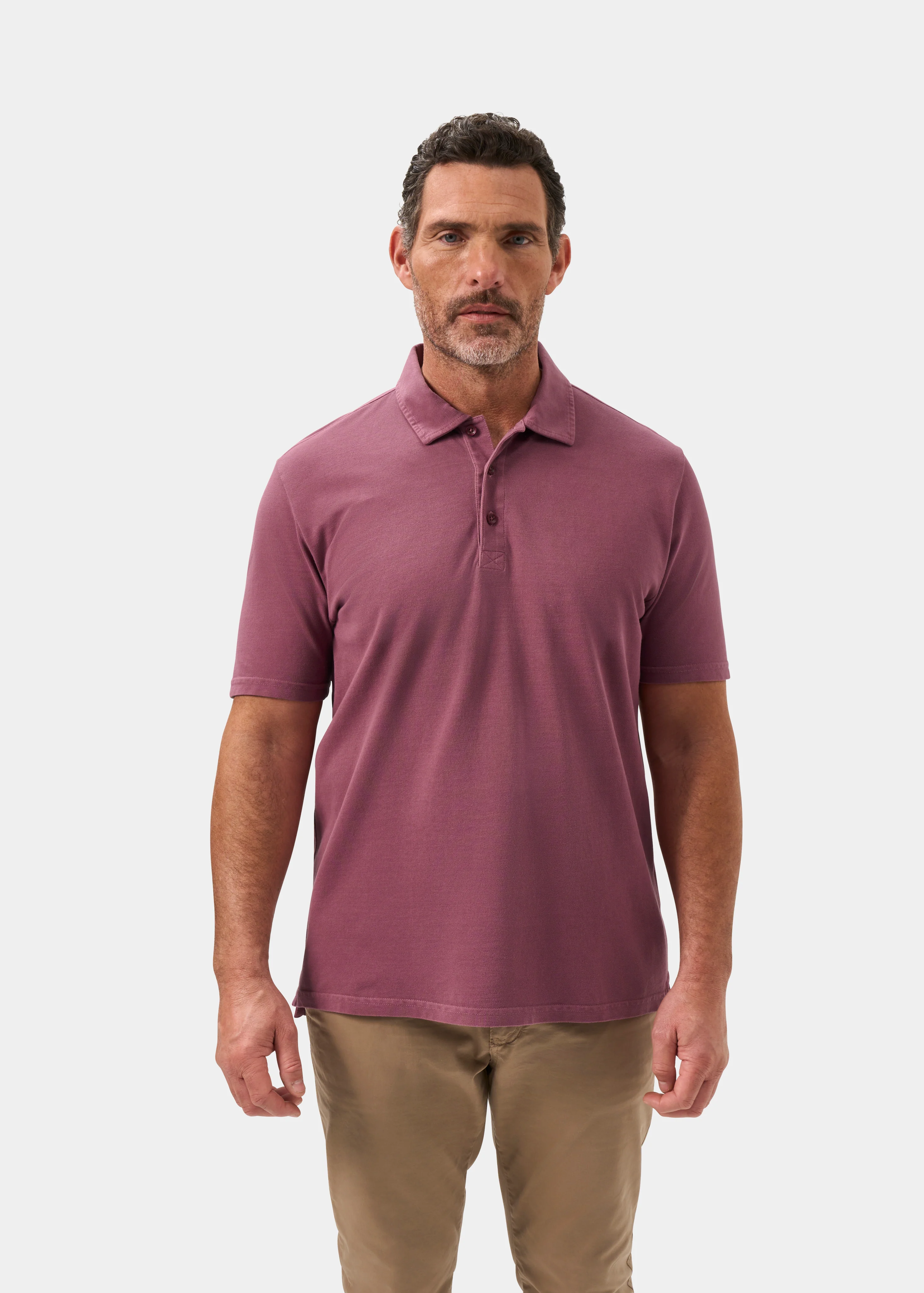Weymouth Washed Effect Polo Shirt In Claret - Image 5