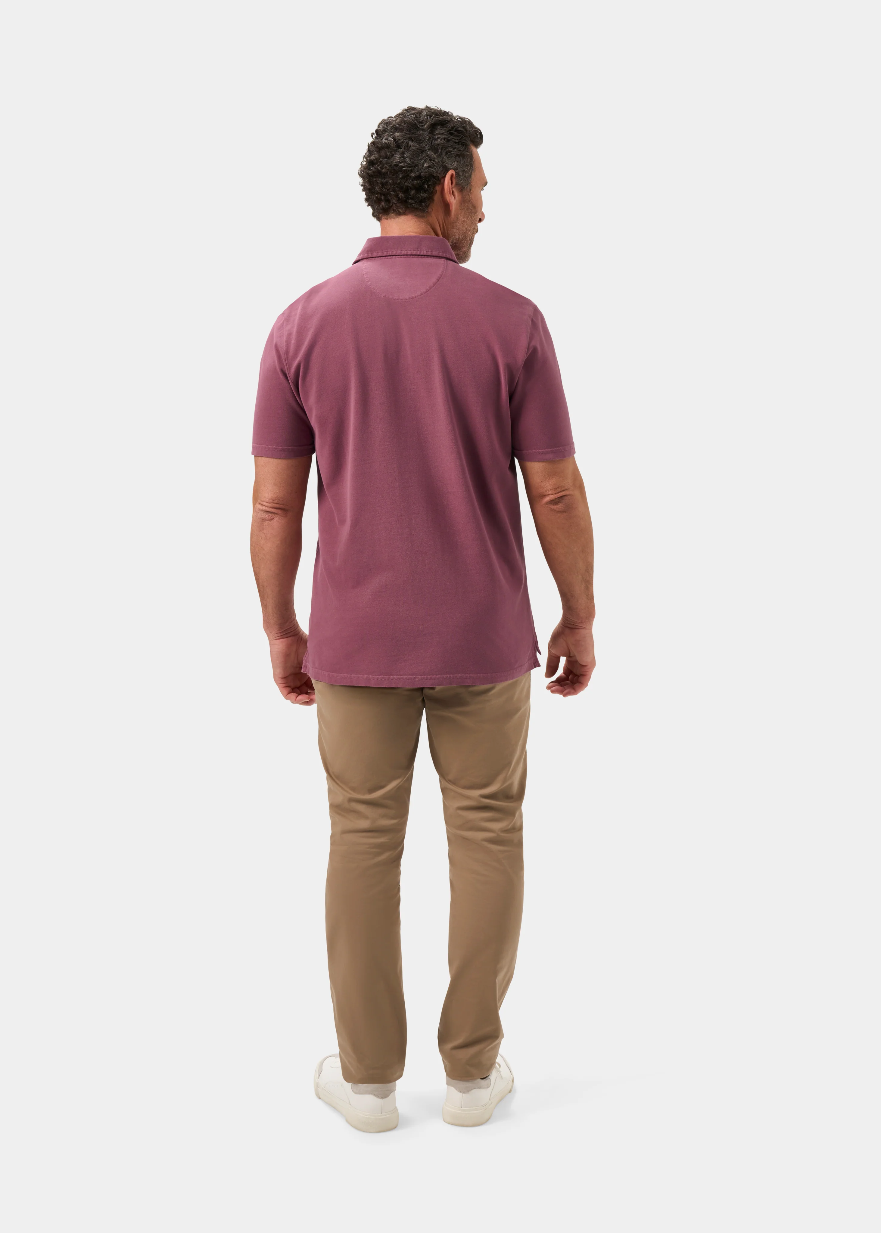 Weymouth Washed Effect Polo Shirt In Claret - Image 7