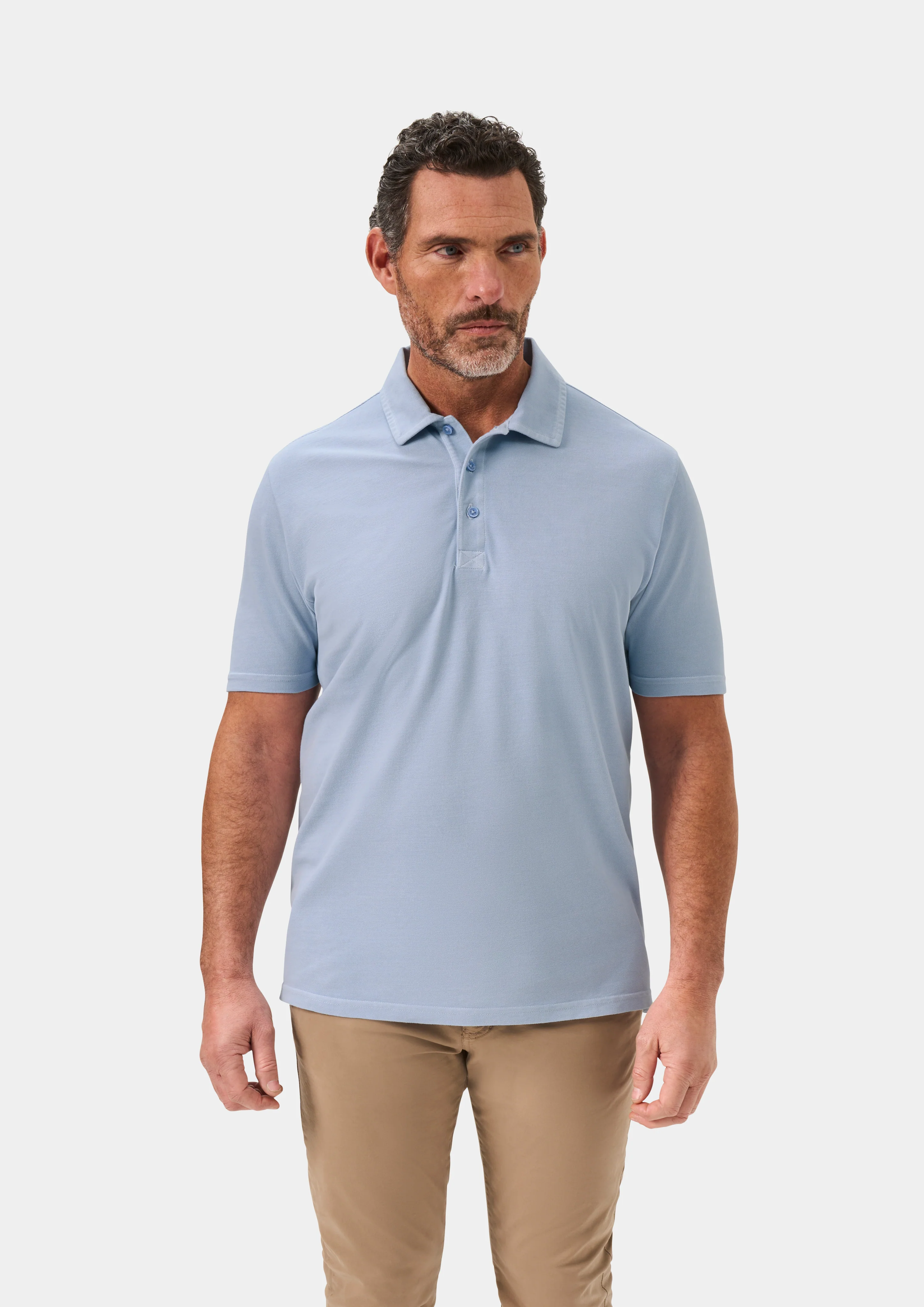 Weymouth Washed Effect Polo Shirt In Light Blue - Image 5