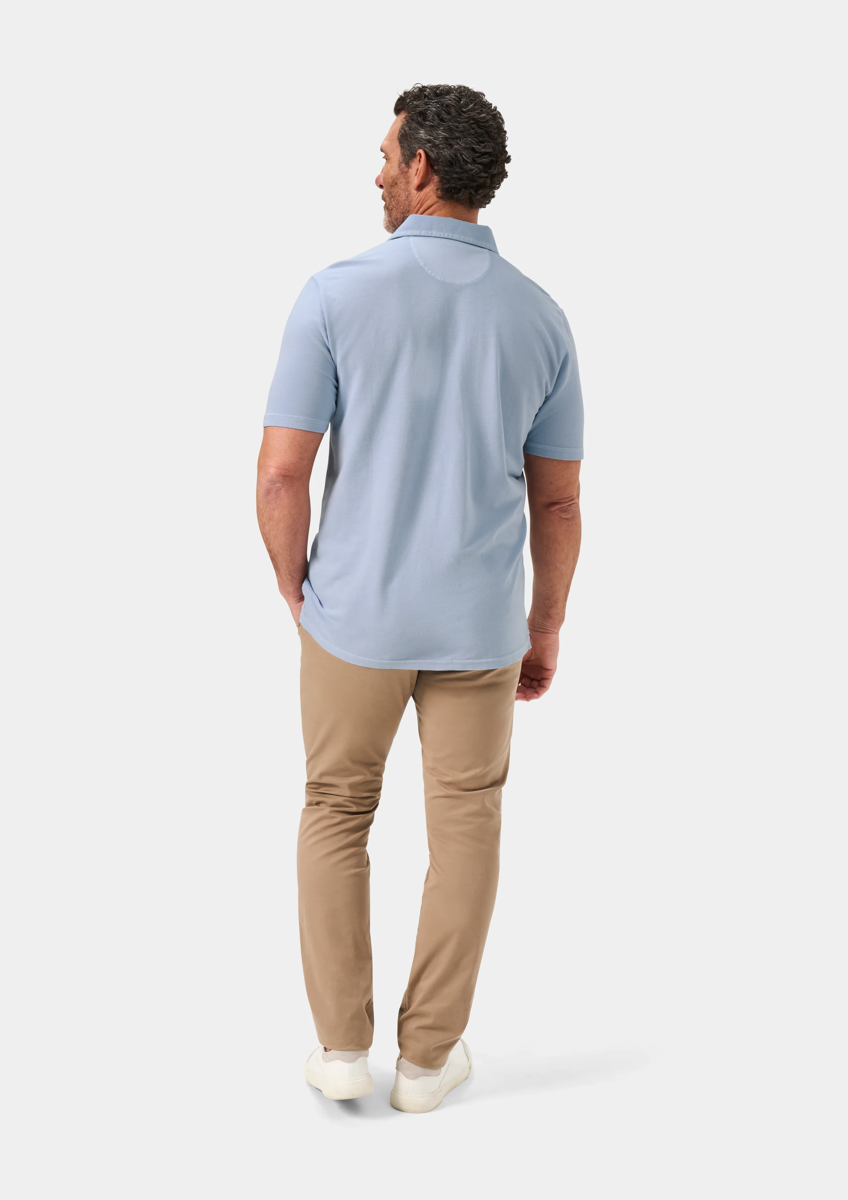 Weymouth Washed Effect Polo Shirt In Light Blue - Image 7