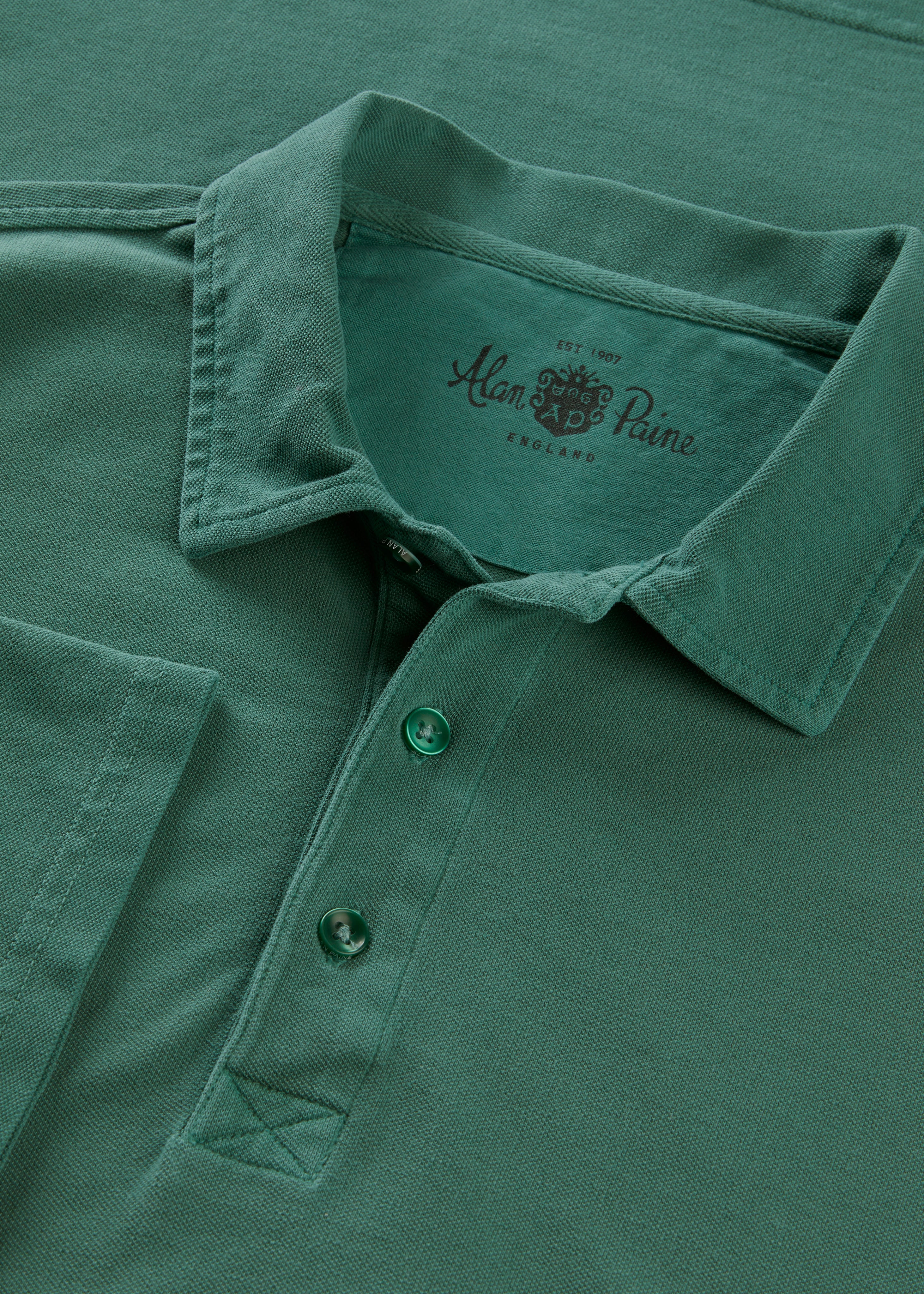 Weymouth Washed Effect Polo Shirt In Pine - Image 3