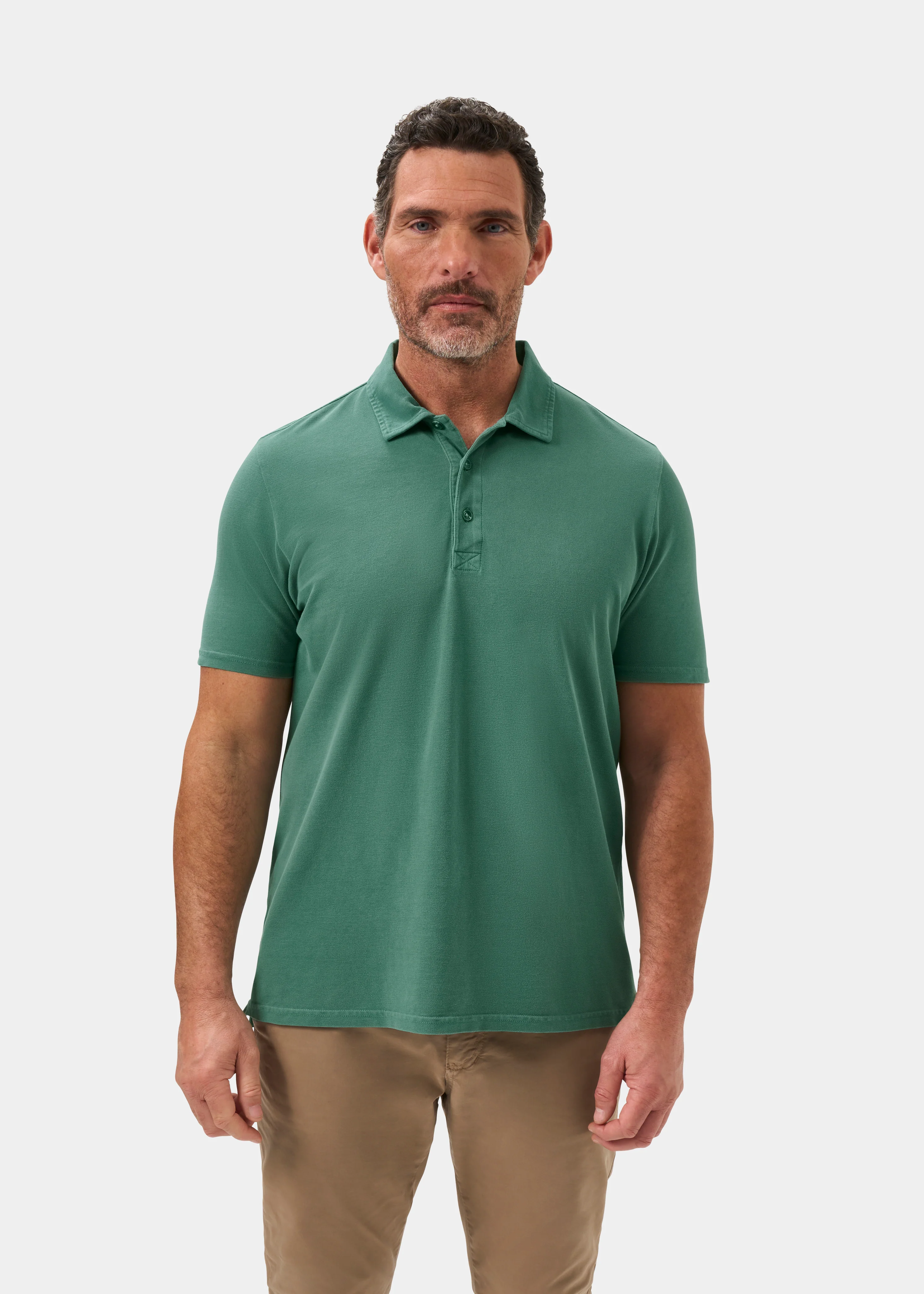 Weymouth Washed Effect Polo Shirt In Pine - Image 5