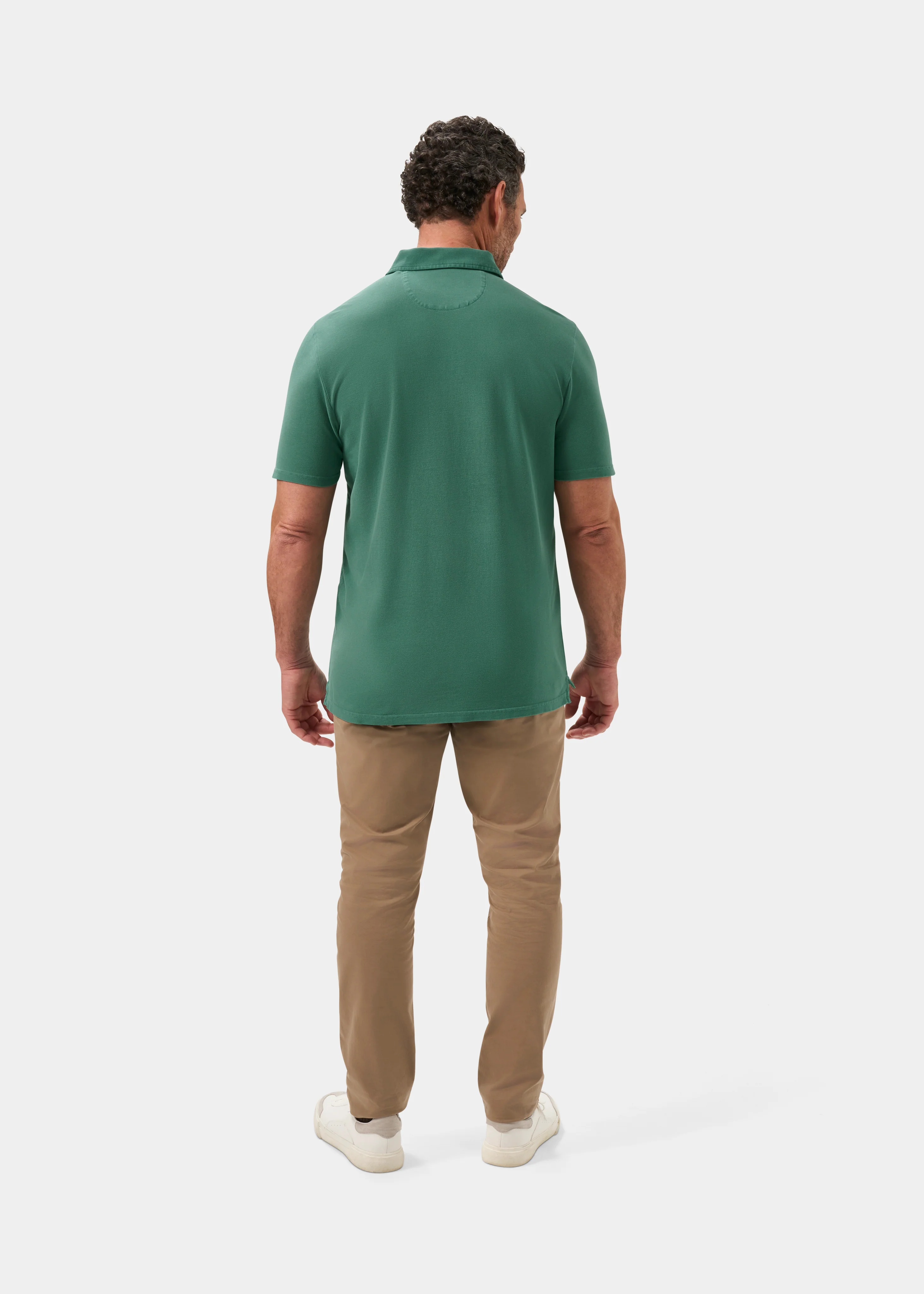 Weymouth Washed Effect Polo Shirt In Pine - Image 7