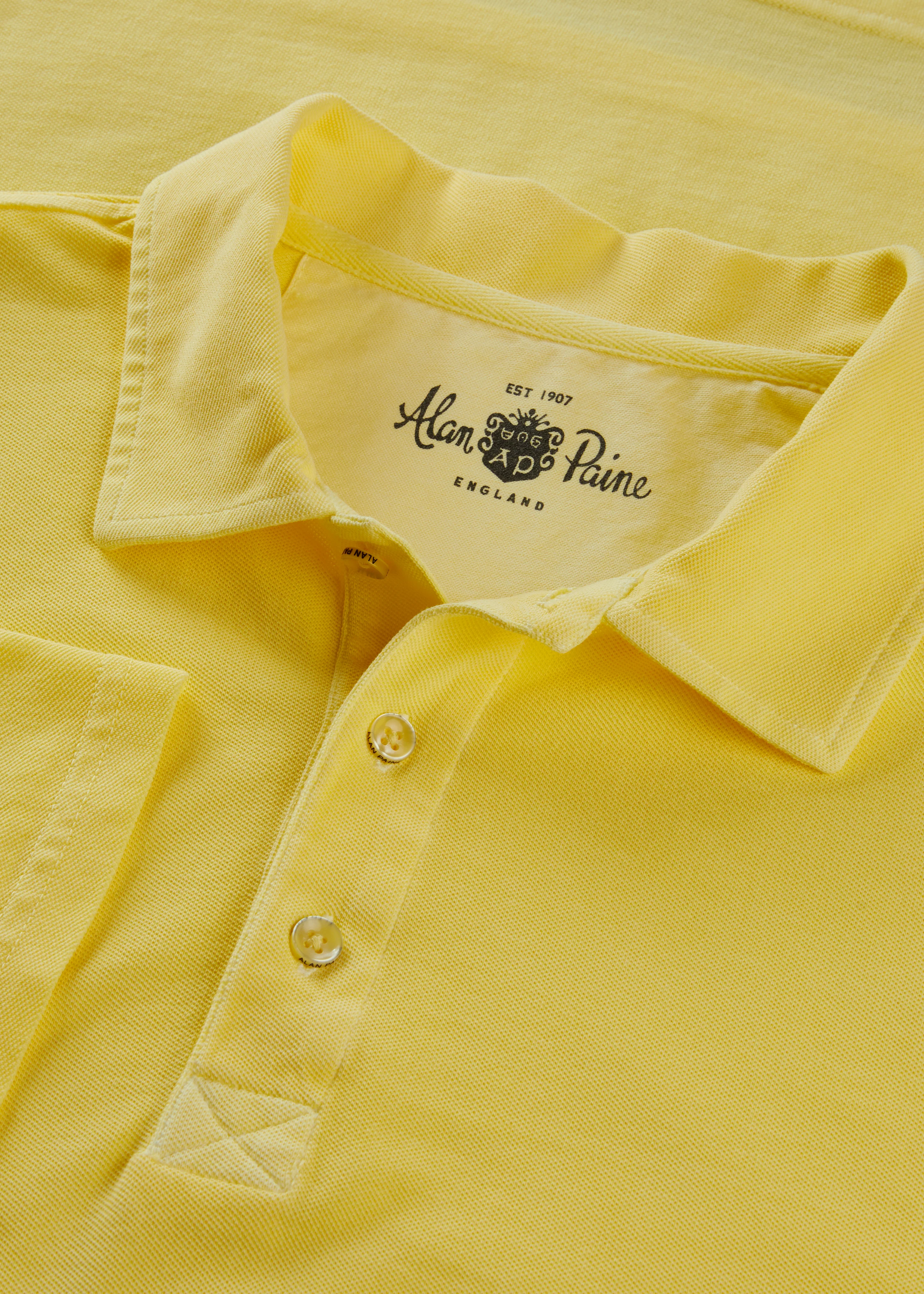 Weymouth Washed Effect Polo Shirt In Lemon - Image 3